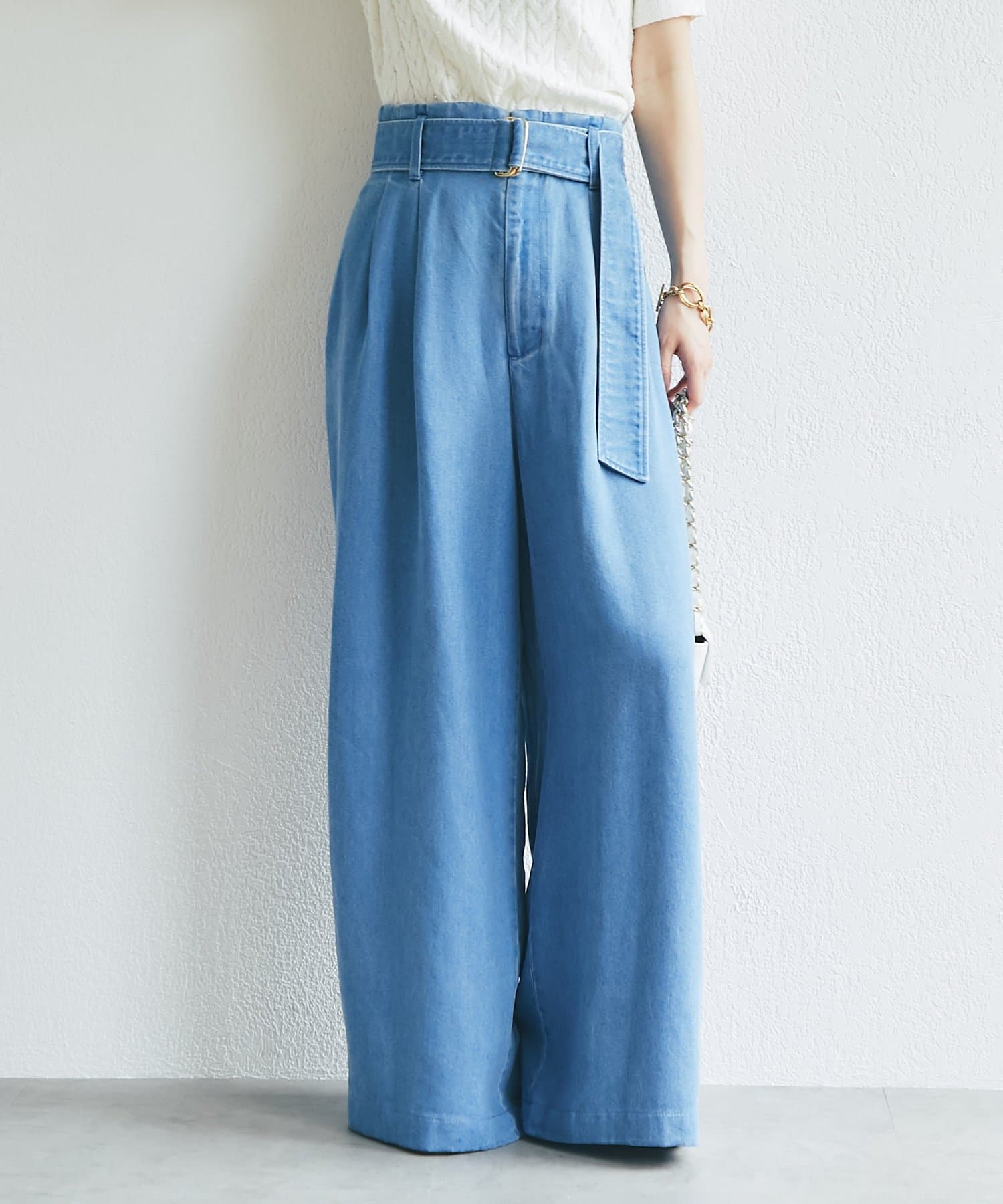 La boutique BonBon】テンセルデニムベルト付きバギーデニム | OUTLET