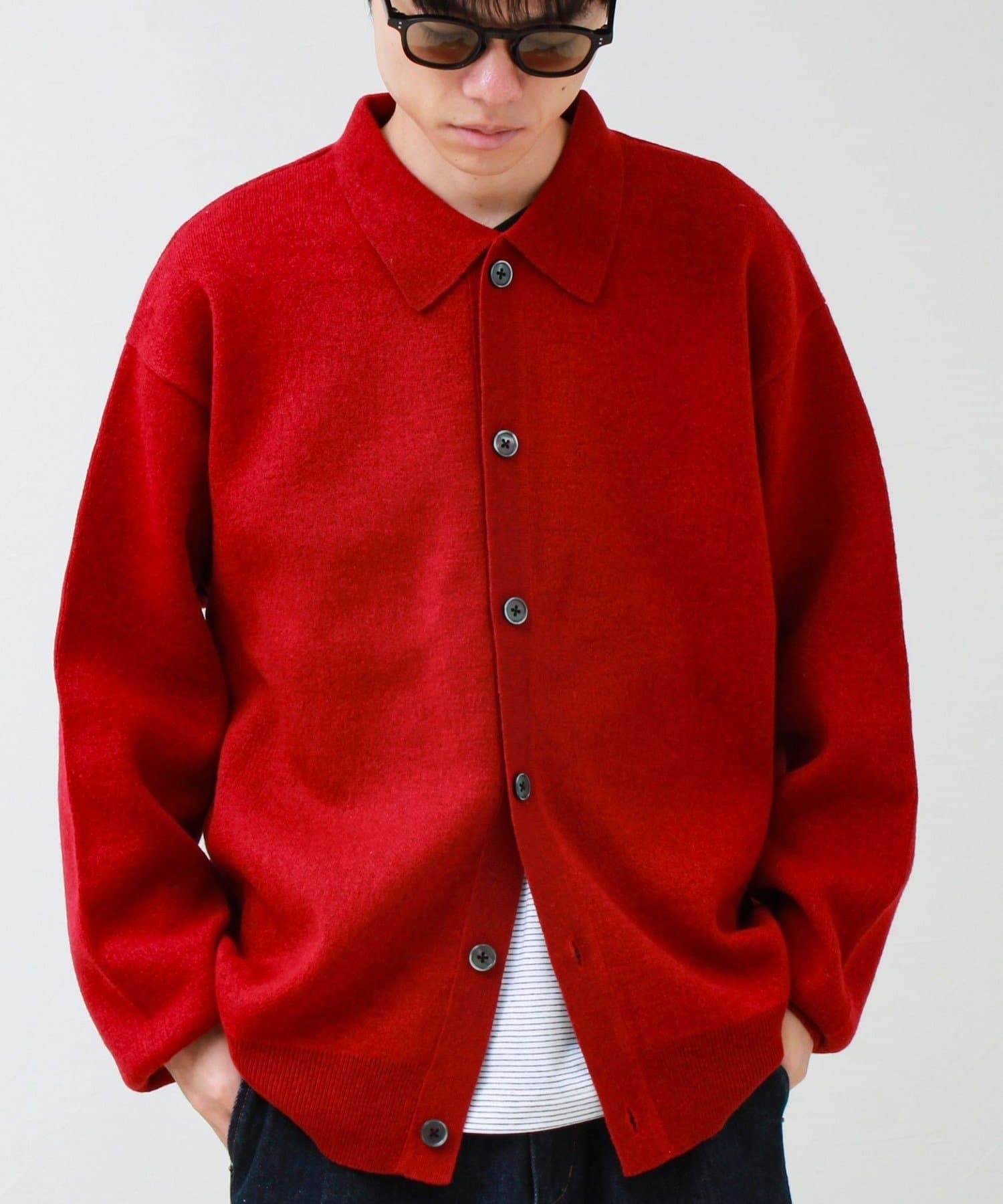 Collared wool JK 衿付きニットカーディガン