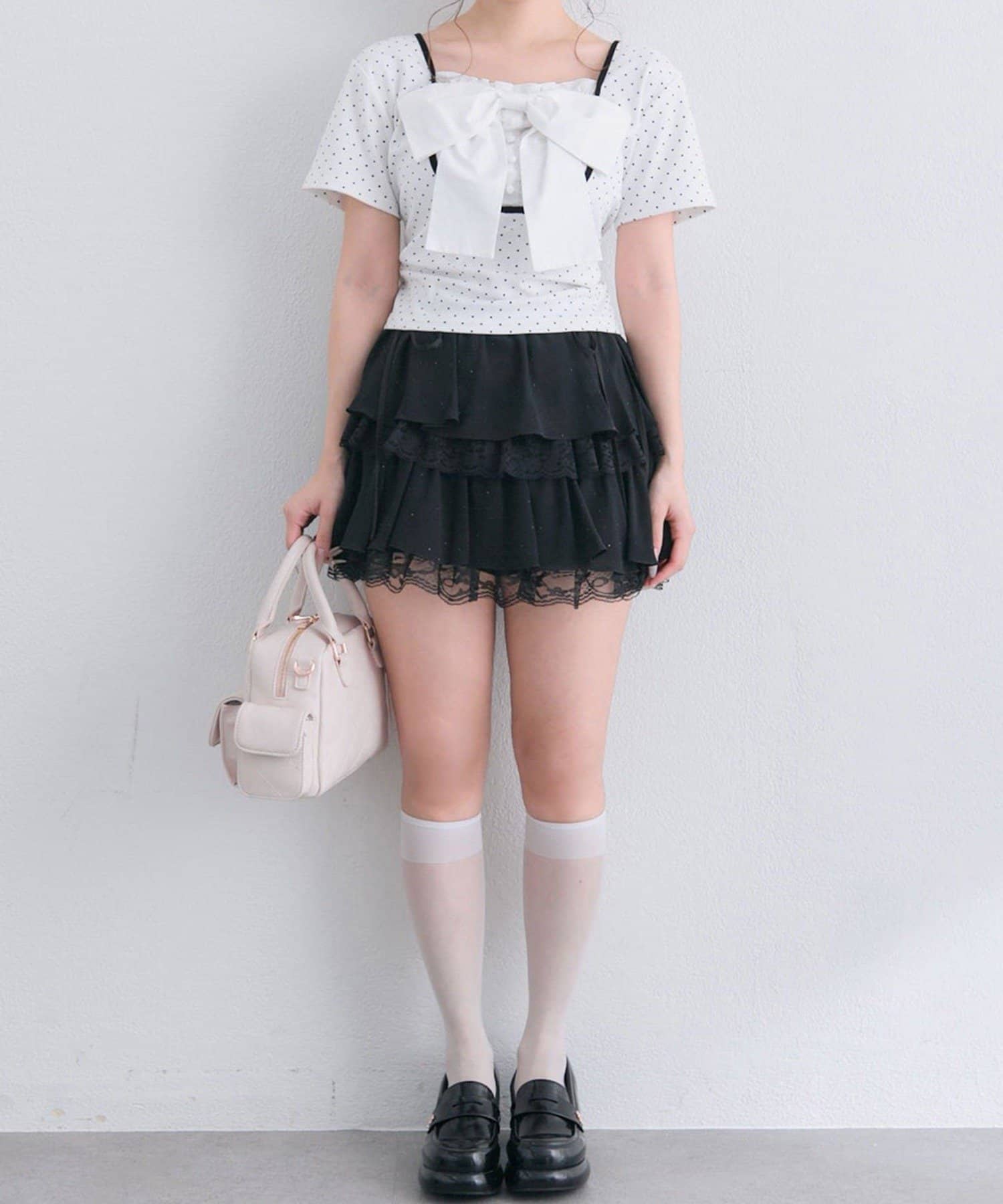 NICE CLAUP / OLIVE des OLIVE OUTLET(ナイスクラップ  / オリーブ デ オリーブ アウトレット) 【OLIVE des OLIVE】リボン映え半袖トップス