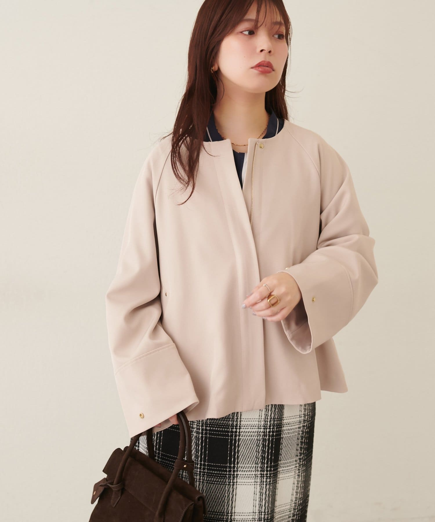 natural couture(ナチュラルクチュール) <osono>2WAYノーカラートレンチ