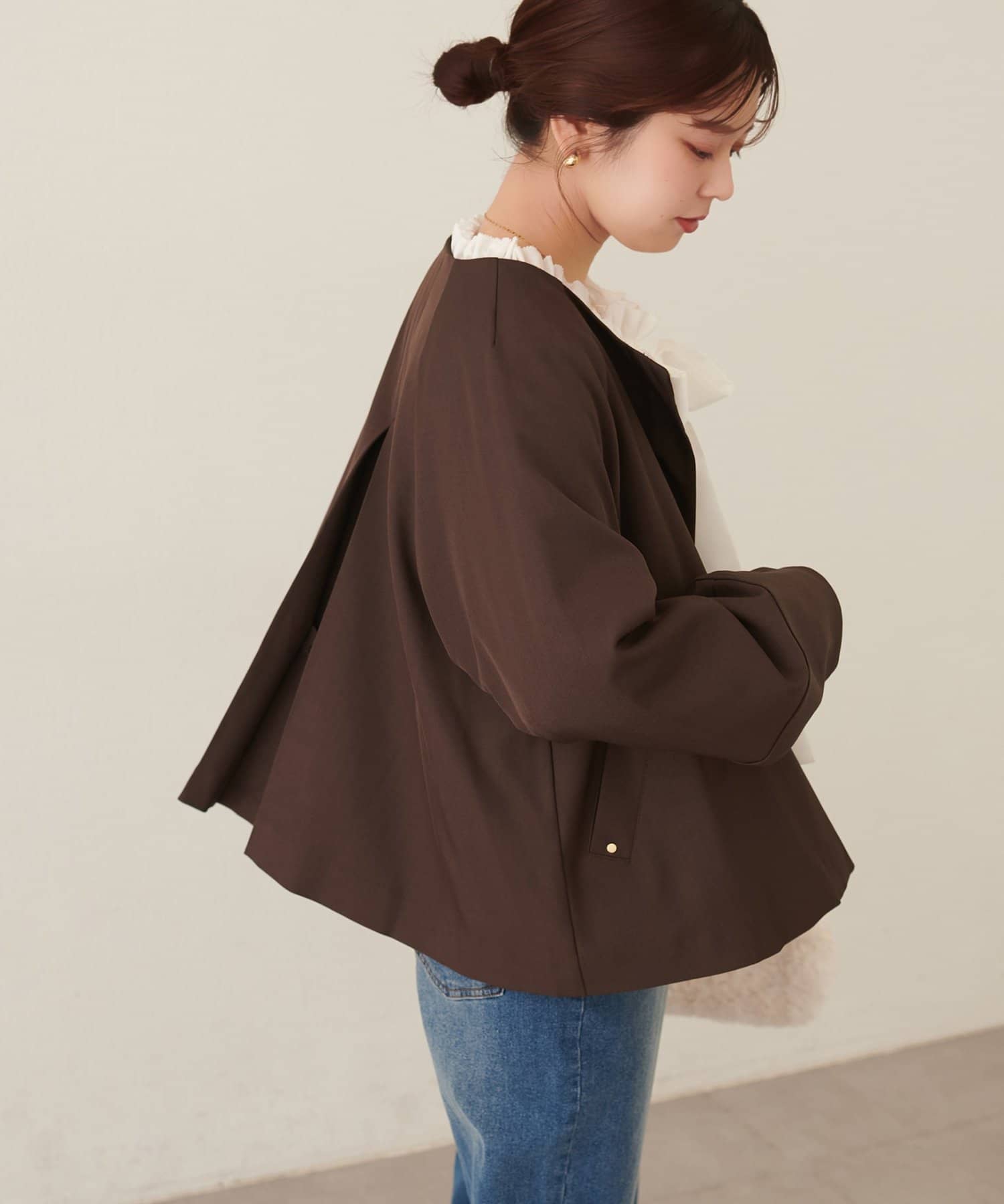 natural couture(ナチュラルクチュール) <osono>2WAYノーカラートレンチ