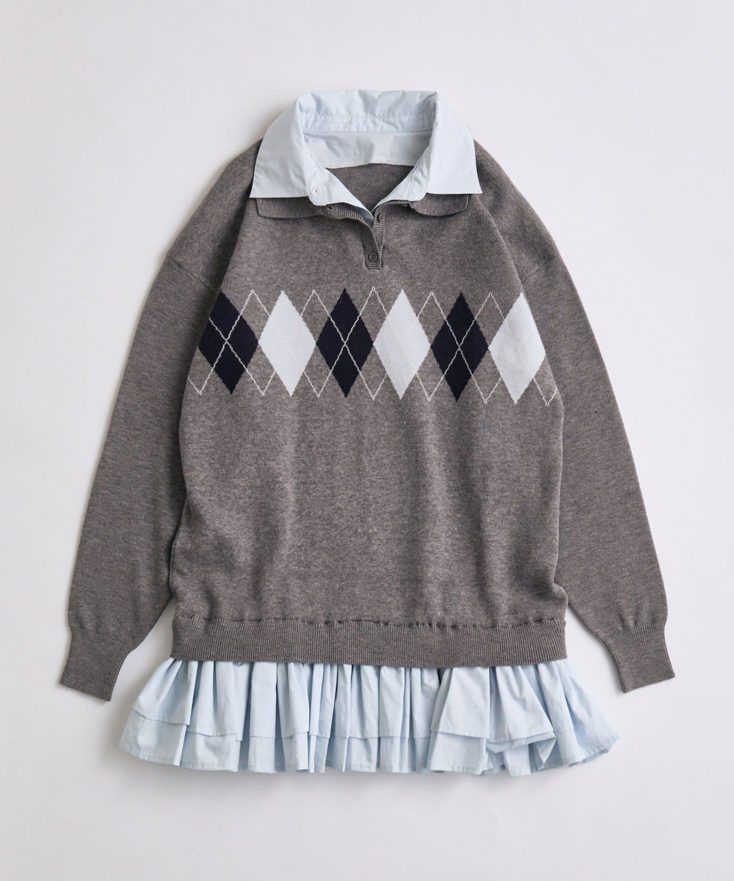 OLIVE des OLIVE(オリーブ デ オリーブ) アーガイルニットワンピ
