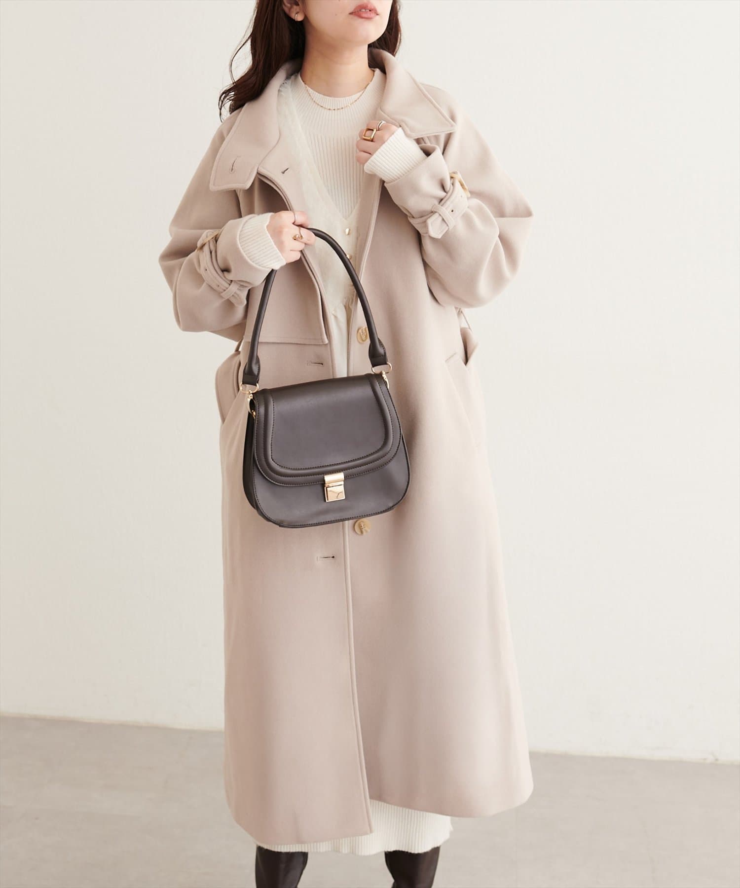 natural couture(ナチュラルクチュール) スタンドカラーロングコート