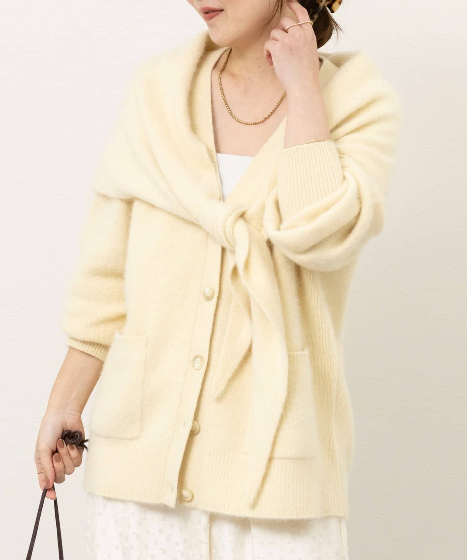 NOLLEY'S(ノーリーズ) 【一部WEB限定カラー】ウール混へアリーVネックカーディガン