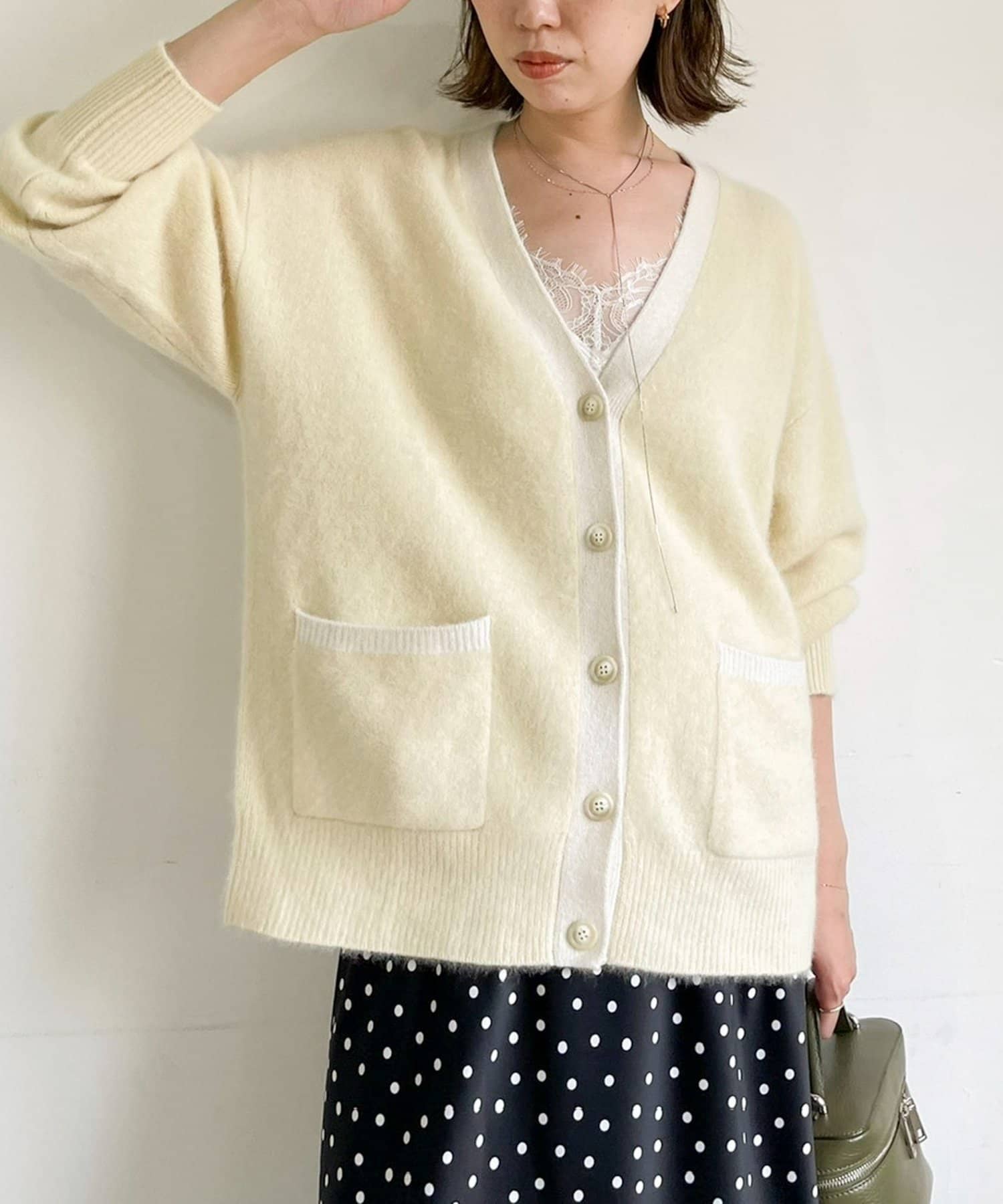 NOLLEY'S(ノーリーズ) 【一部WEB限定カラー】ウール混へアリーVネックカーディガン