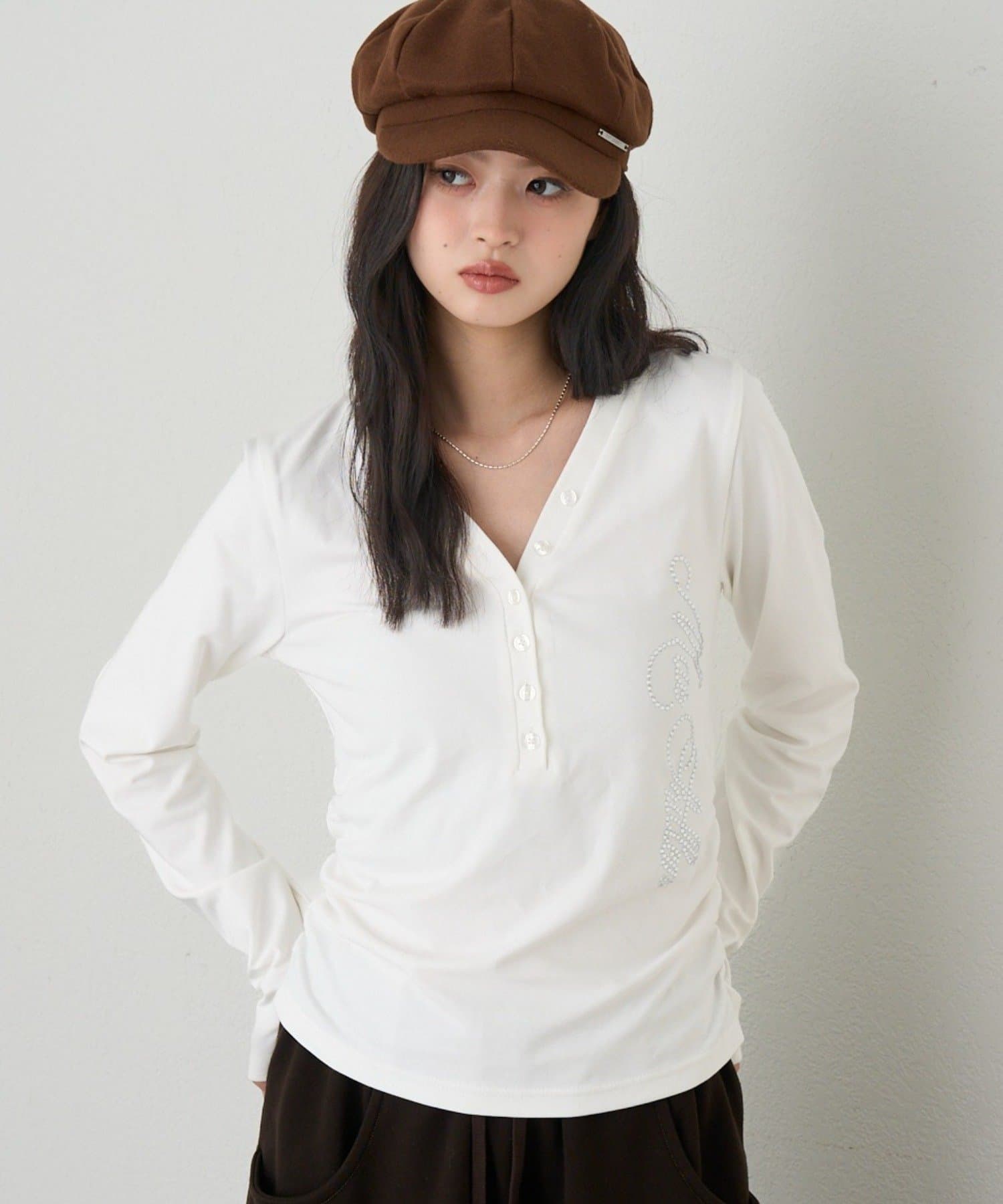 RAY CASSIN(レイカズン) ロゴヘンリーロングTシャツ / ロンT