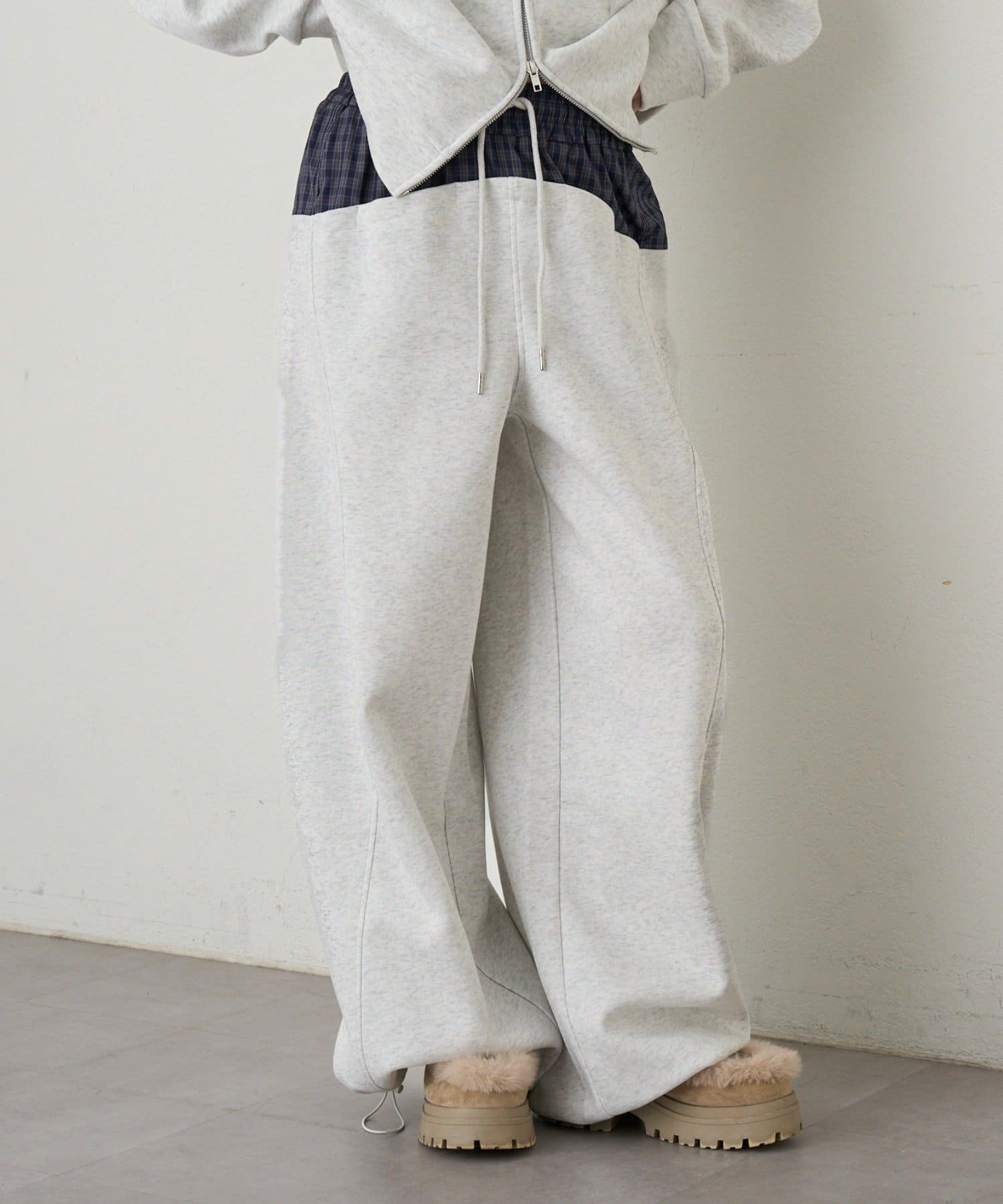 RAY CASSIN(レイカズン) ウエスト切替バックロゴスウェットパンツ