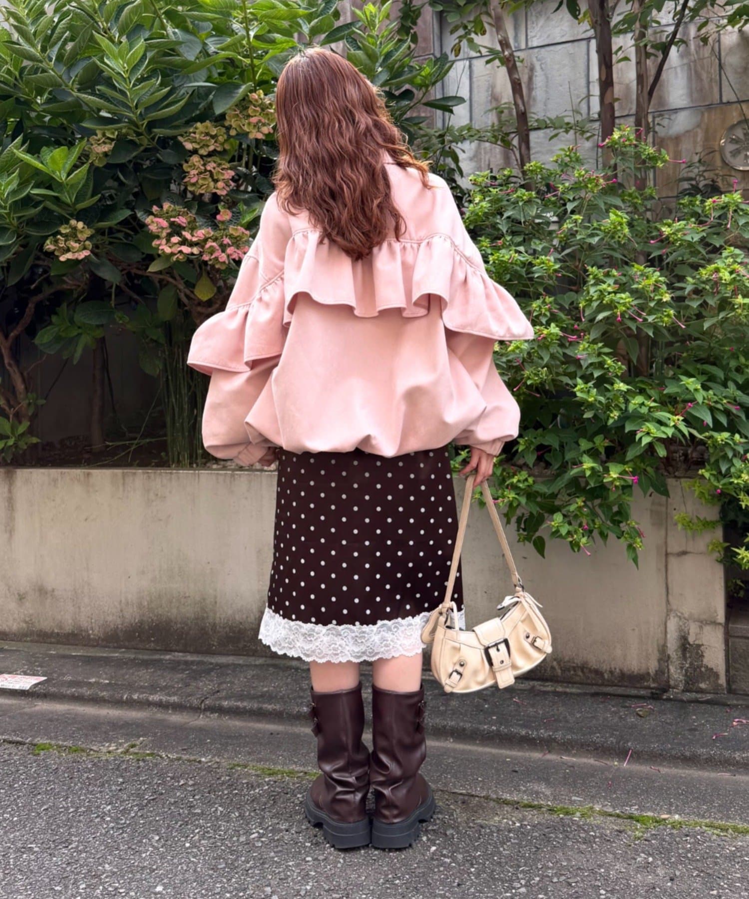 w closet(ダブルクローゼット) ドットサテンレーススカート