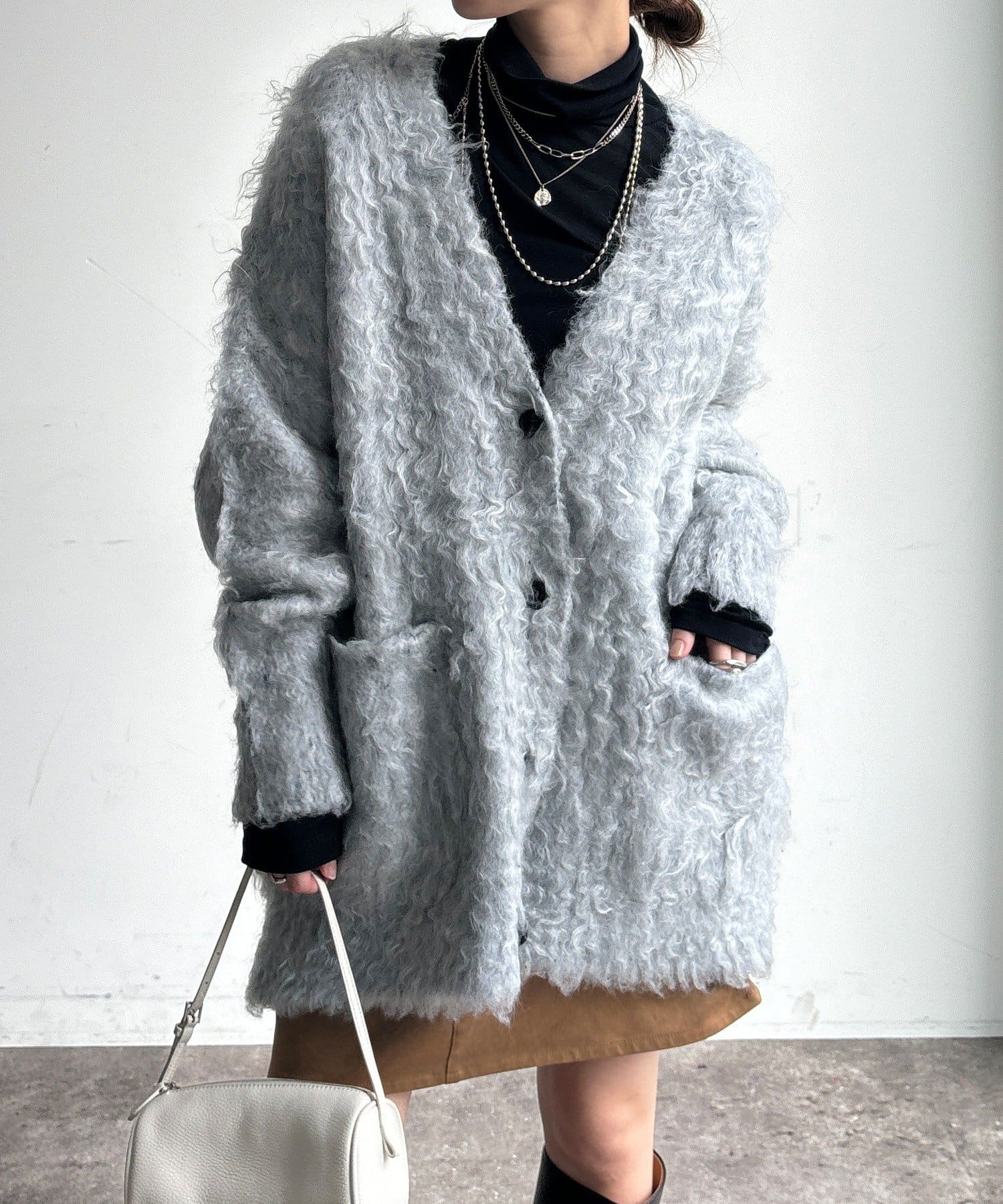 DOUDOU(ドゥドゥ) カラーネップ起毛加工カーディガン