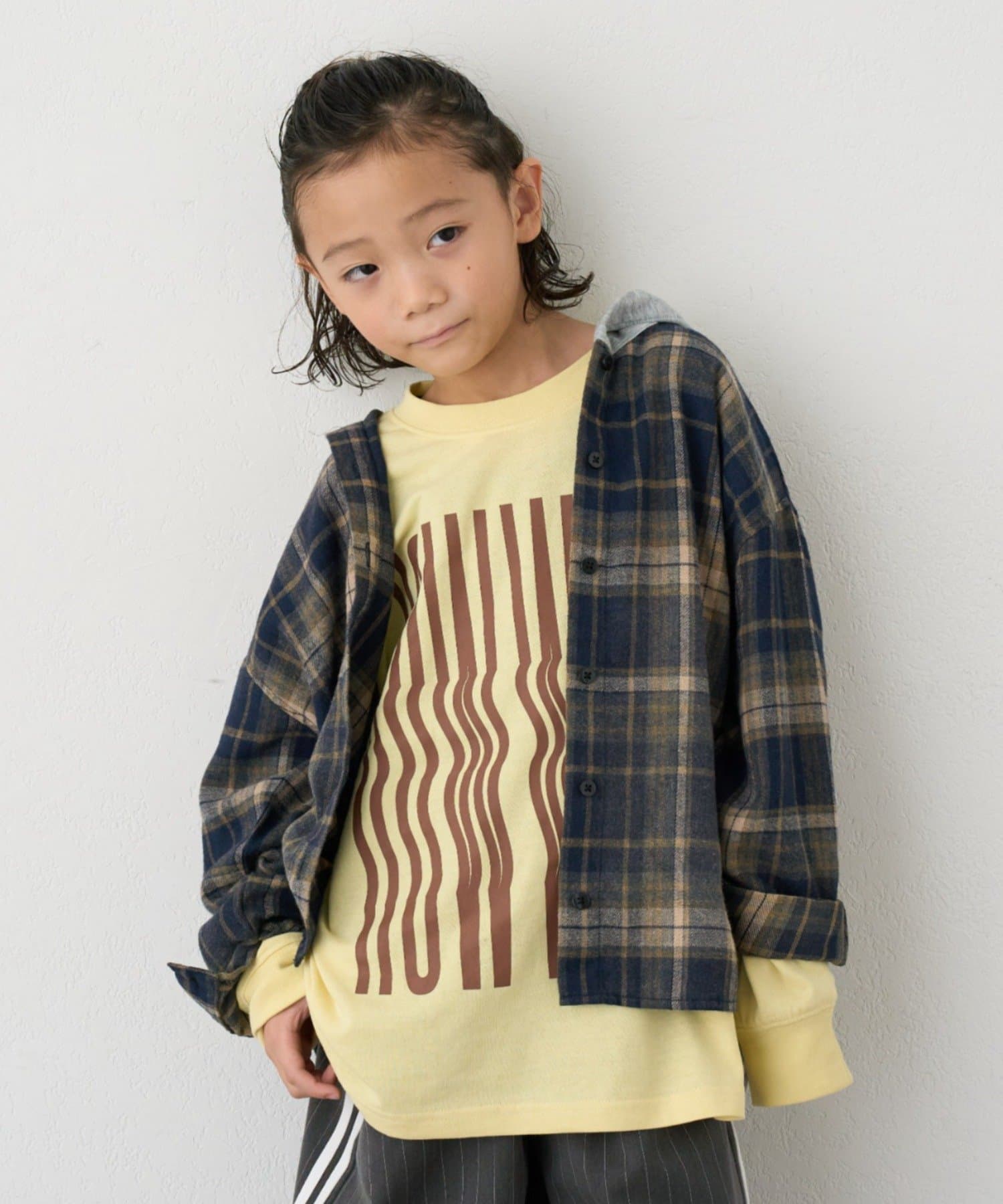 CIAOPANIC TYPY(チャオパニックティピー) 【KIDS】ブリーチ加工チェックフードシャツ