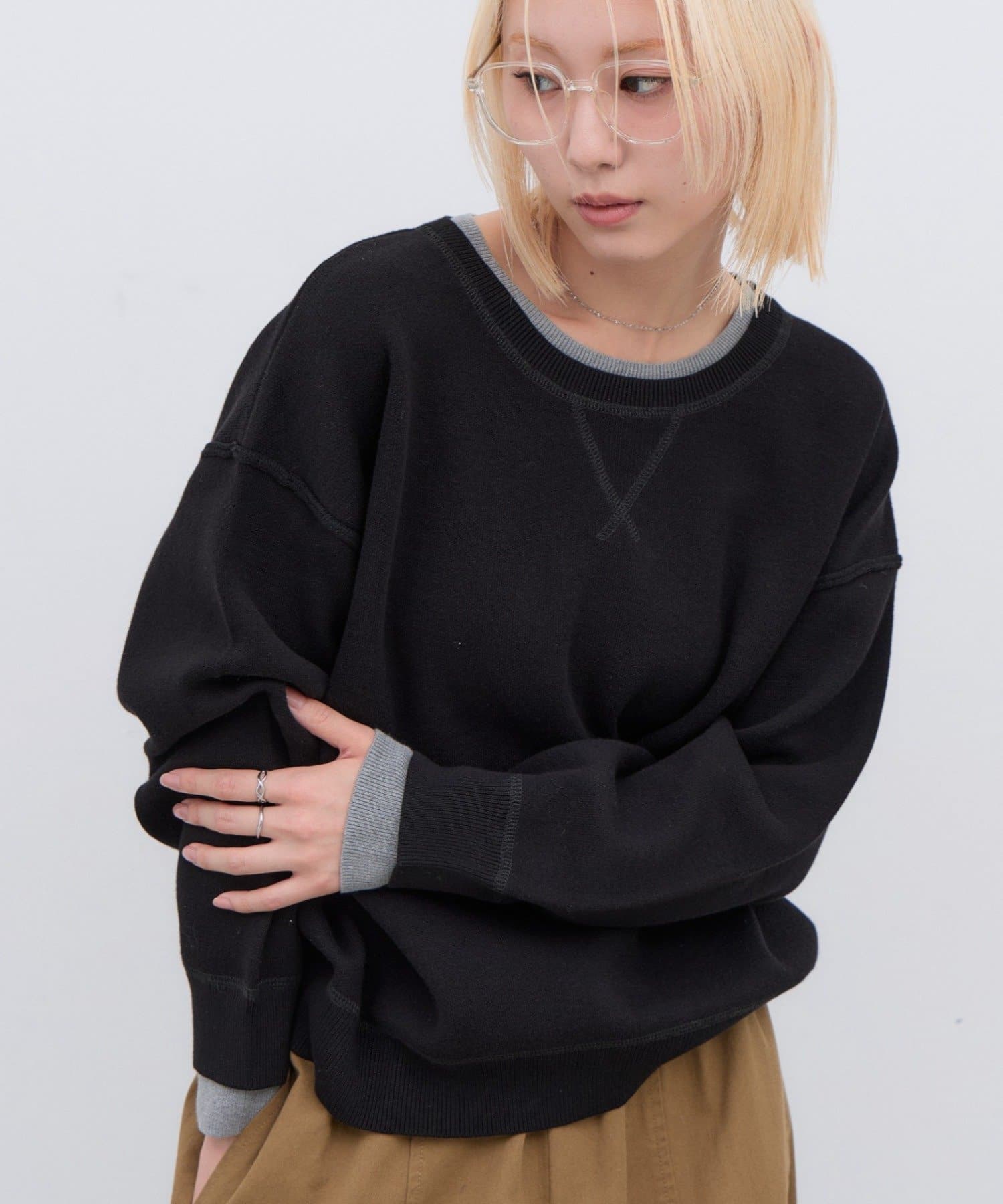 CIAOPANIC TYPY(チャオパニックティピー) ∴フェイクレイヤードスウェットライクニット