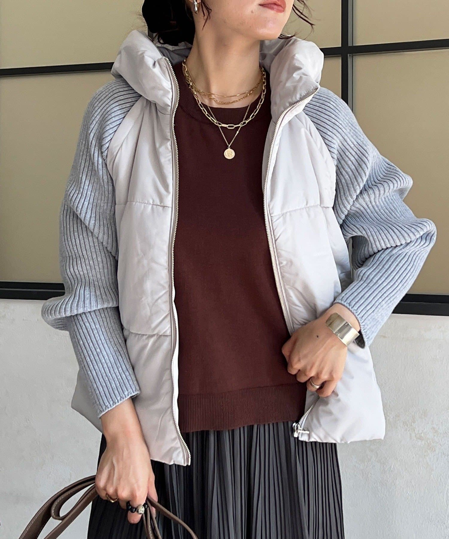 un dix cors(アンディコール) 中綿×ニットフードジャケット