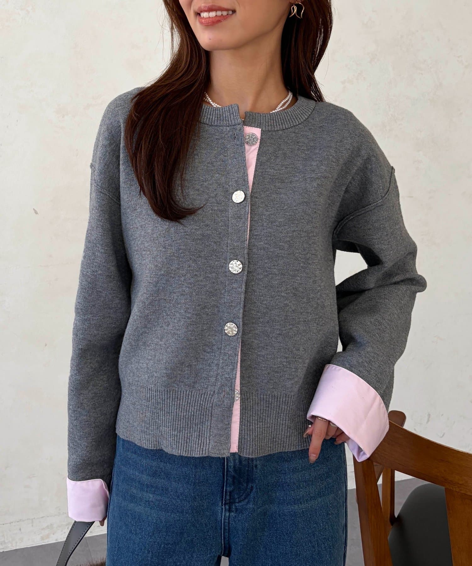 Chez toi(シェトワ) シャツドッキングニットカーディガン
