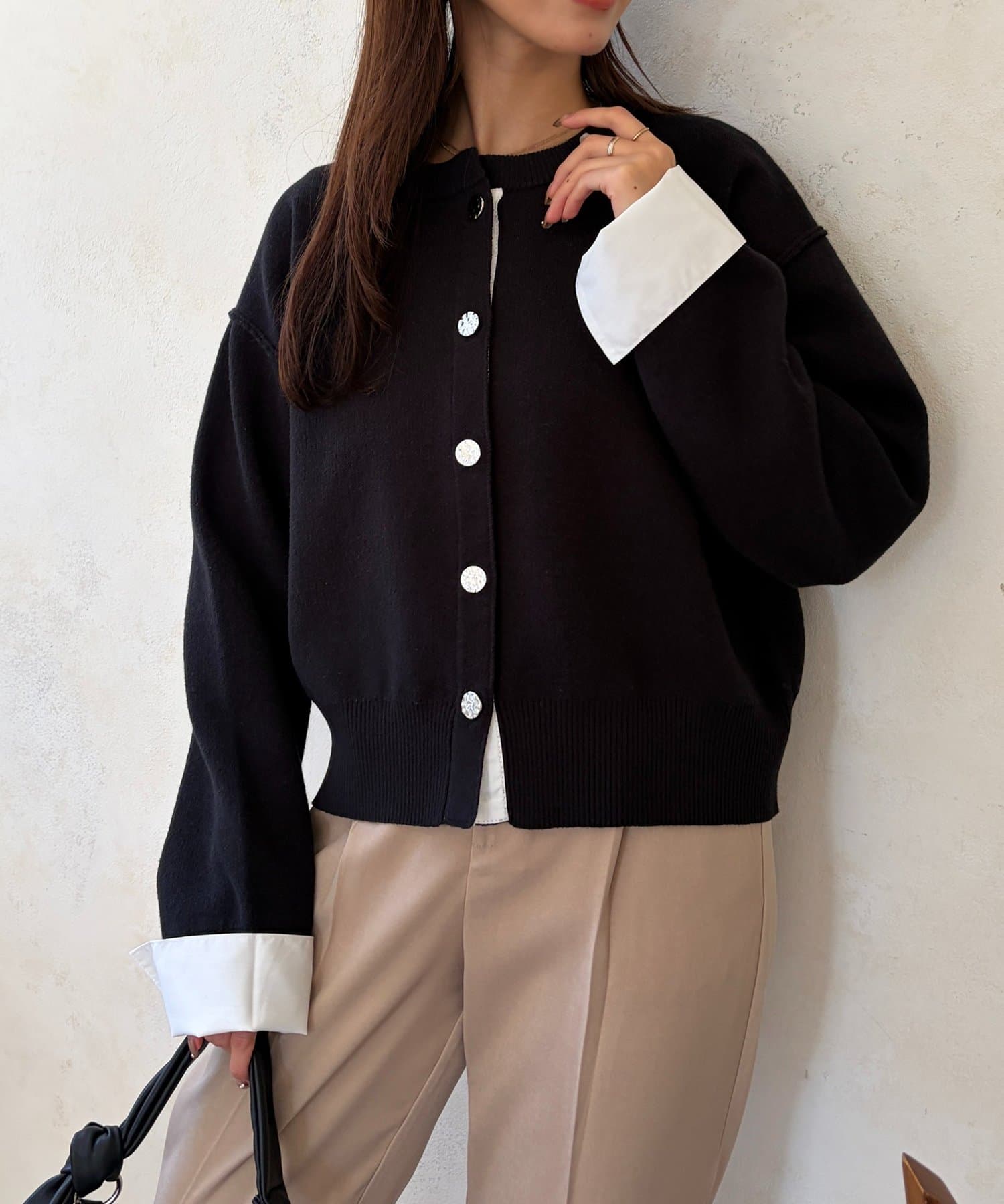 Chez toi(シェトワ) シャツドッキングニットカーディガン