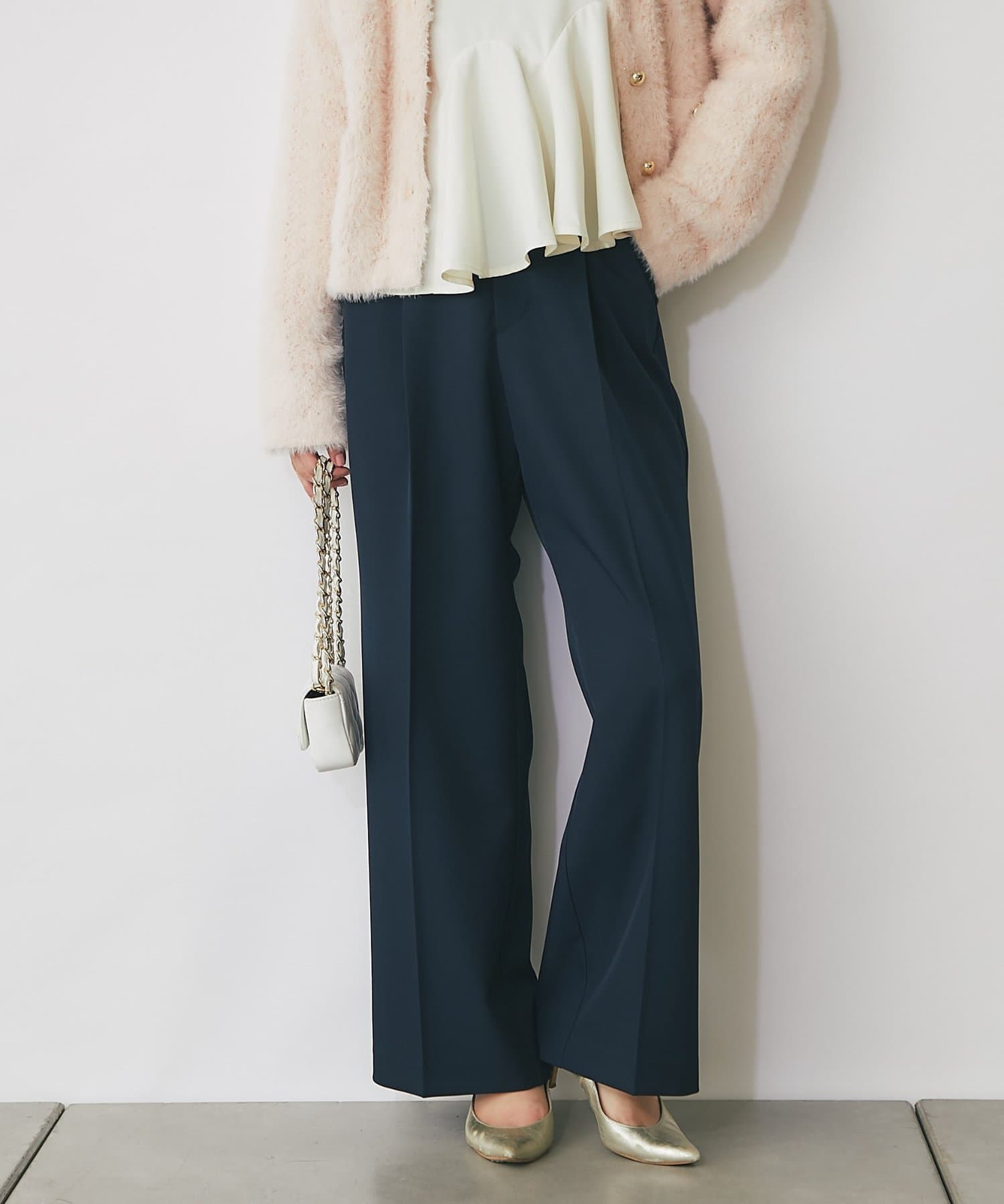 La boutique BonBon(ラブティックボンボン) ハイウエストツイルワイドパンツ