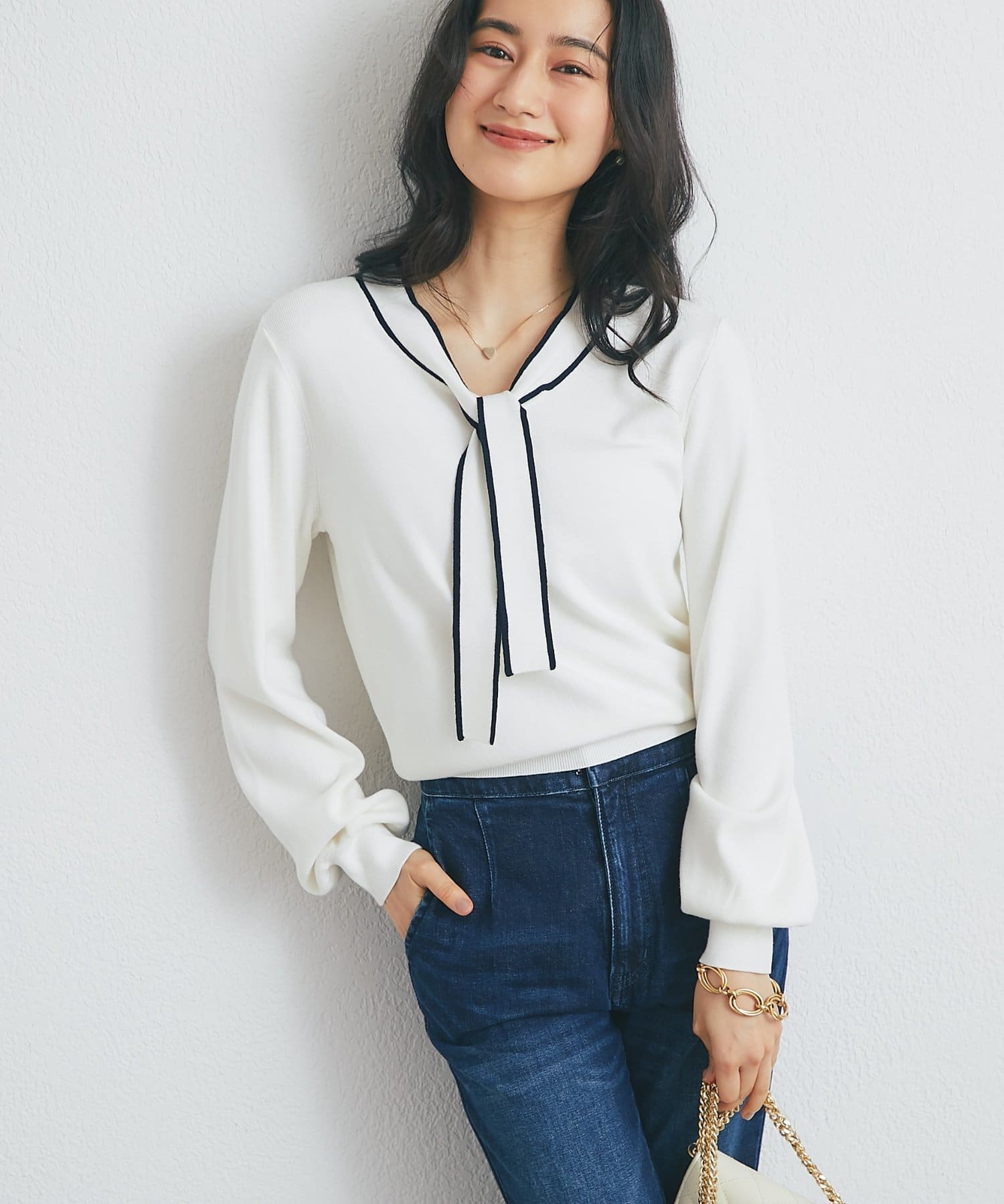 La boutique BonBon(ラブティックボンボン) アンゴラタッチボウタイニット