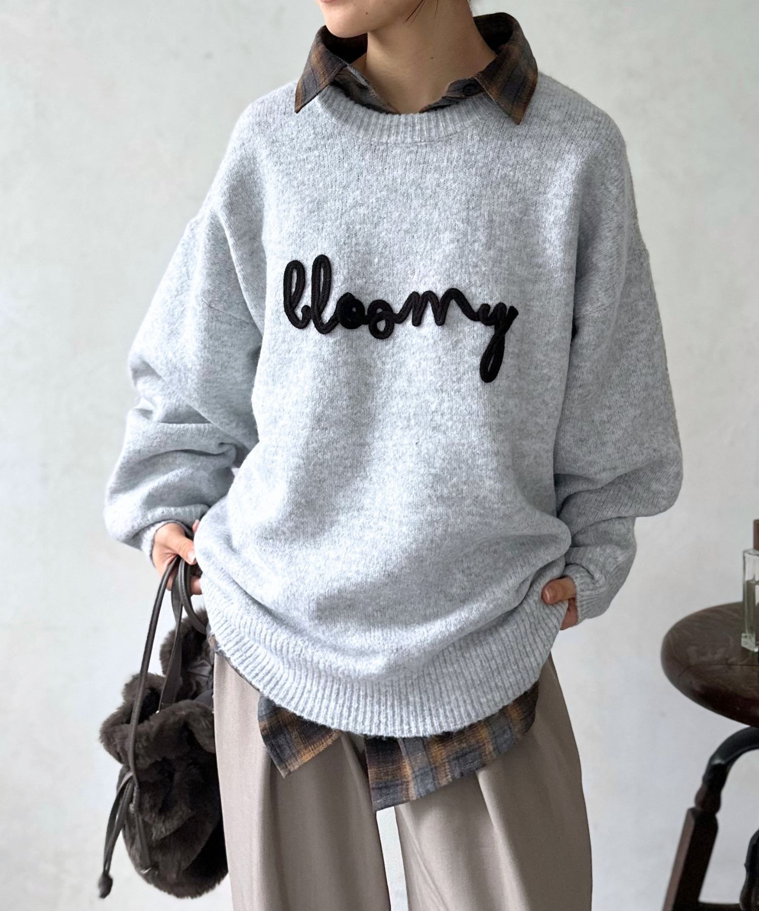 LOCUST(ローカスト) モヘアタッチコード刺繍ニット