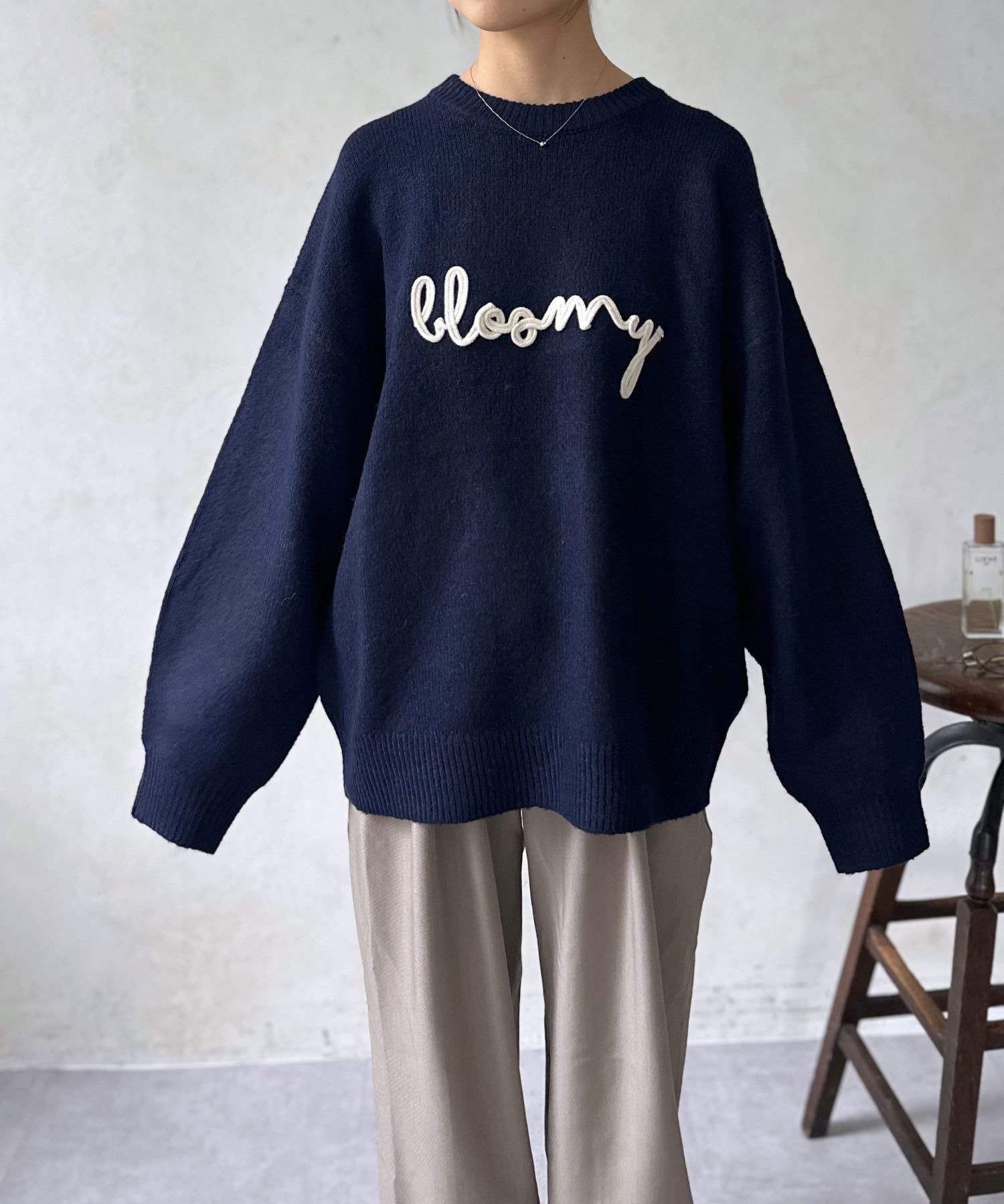 LOCUST(ローカスト) モヘアタッチコード刺繍ニット