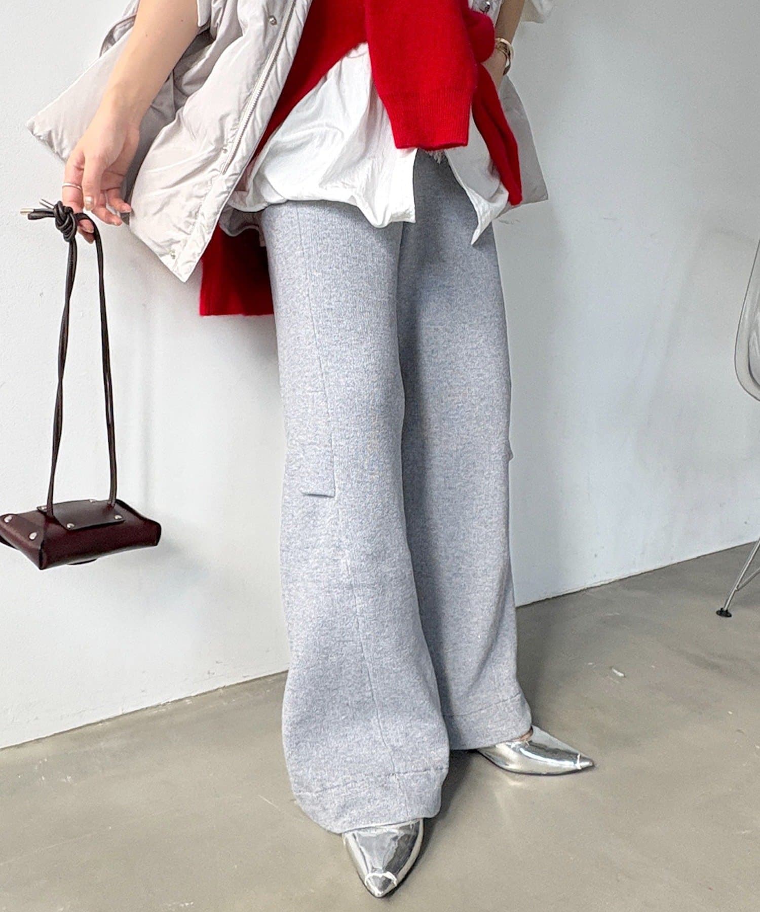 DOUDOU(ドゥドゥ) ニットバレルパンツ