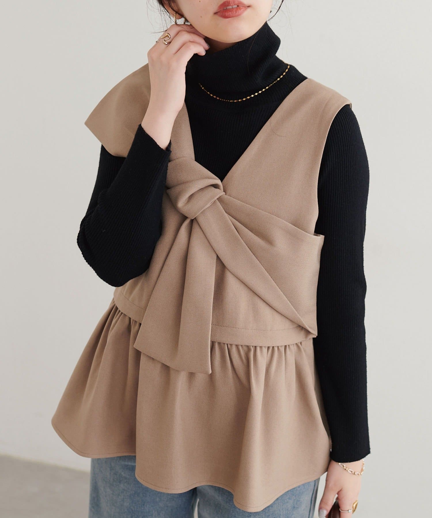 natural couture(ナチュラルクチュール) 〈osono〉ZIP取り外しねじりリボンベスト