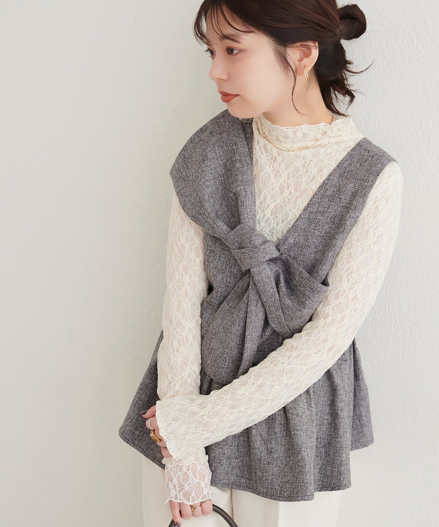 osono〉ZIP取り外しねじりリボンベスト | natural couture(ナチュラル