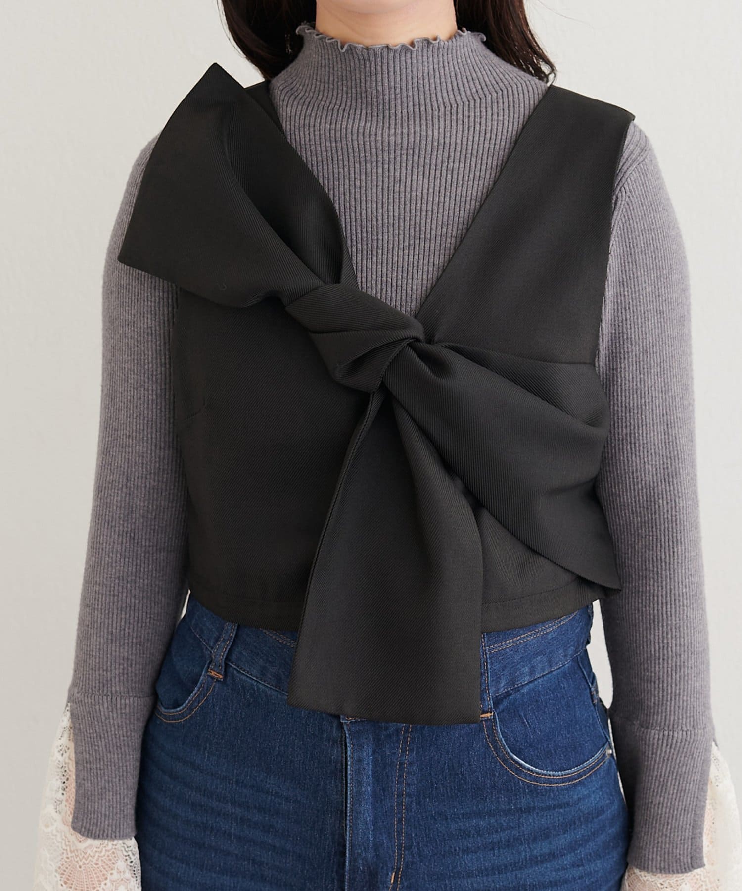 natural couture(ナチュラルクチュール) 〈osono〉ZIP取り外しねじりリボンベスト