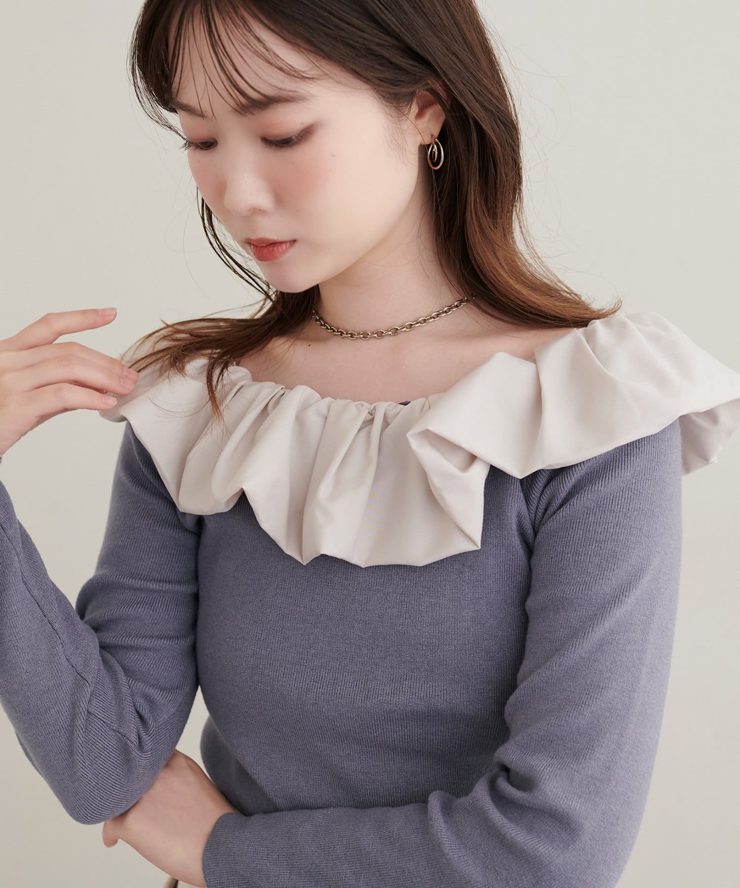 natural couture(ナチュラルクチュール) マルチWAYフリルニット