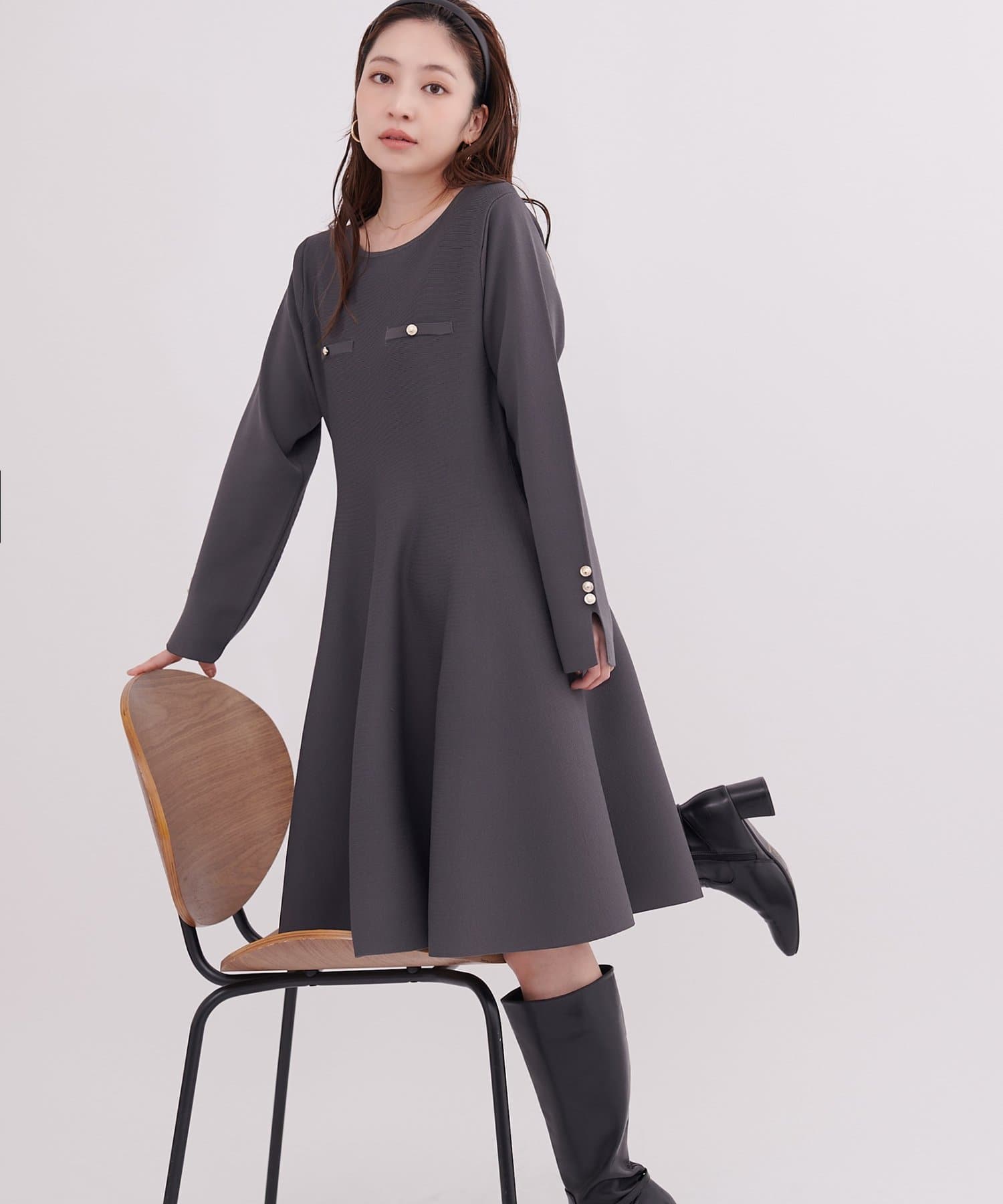 natural couture(ナチュラルクチュール) 総針ニットミニワンピース