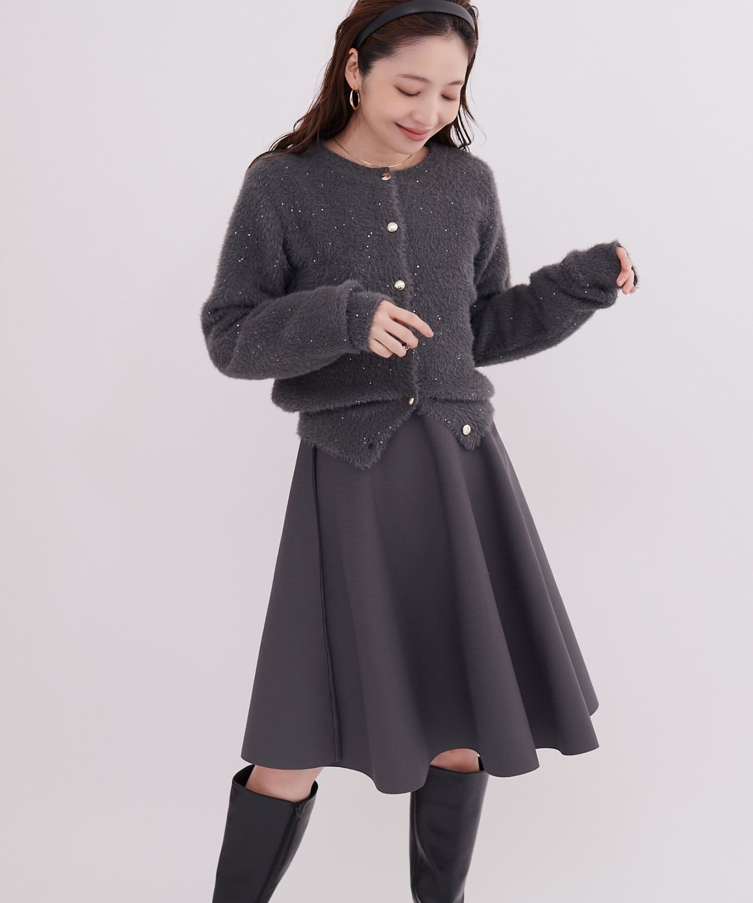 natural couture(ナチュラルクチュール) 総針ニットミニワンピース