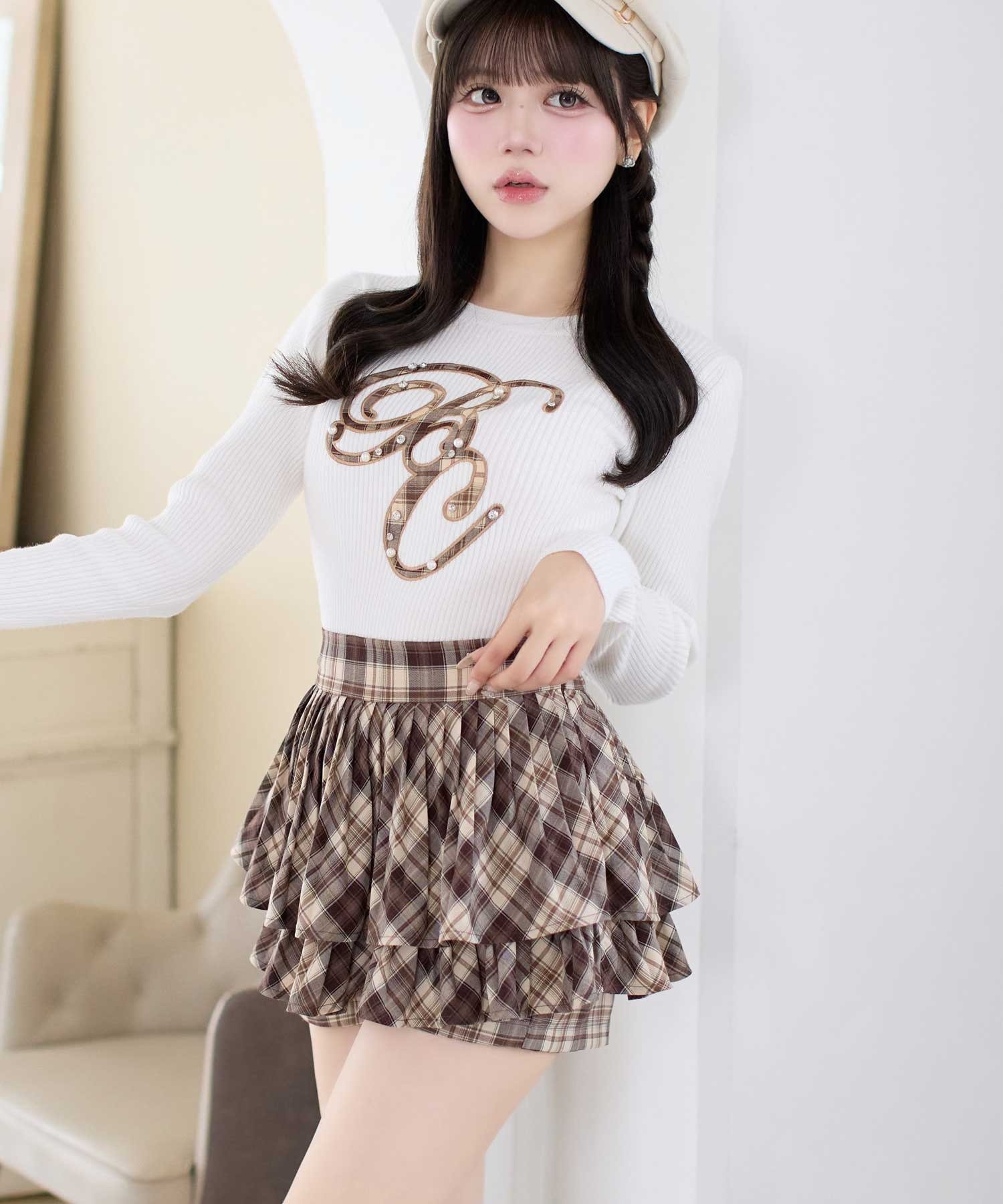 Belle Charme(ベルシャルム) Check Pleats Mini Skirt