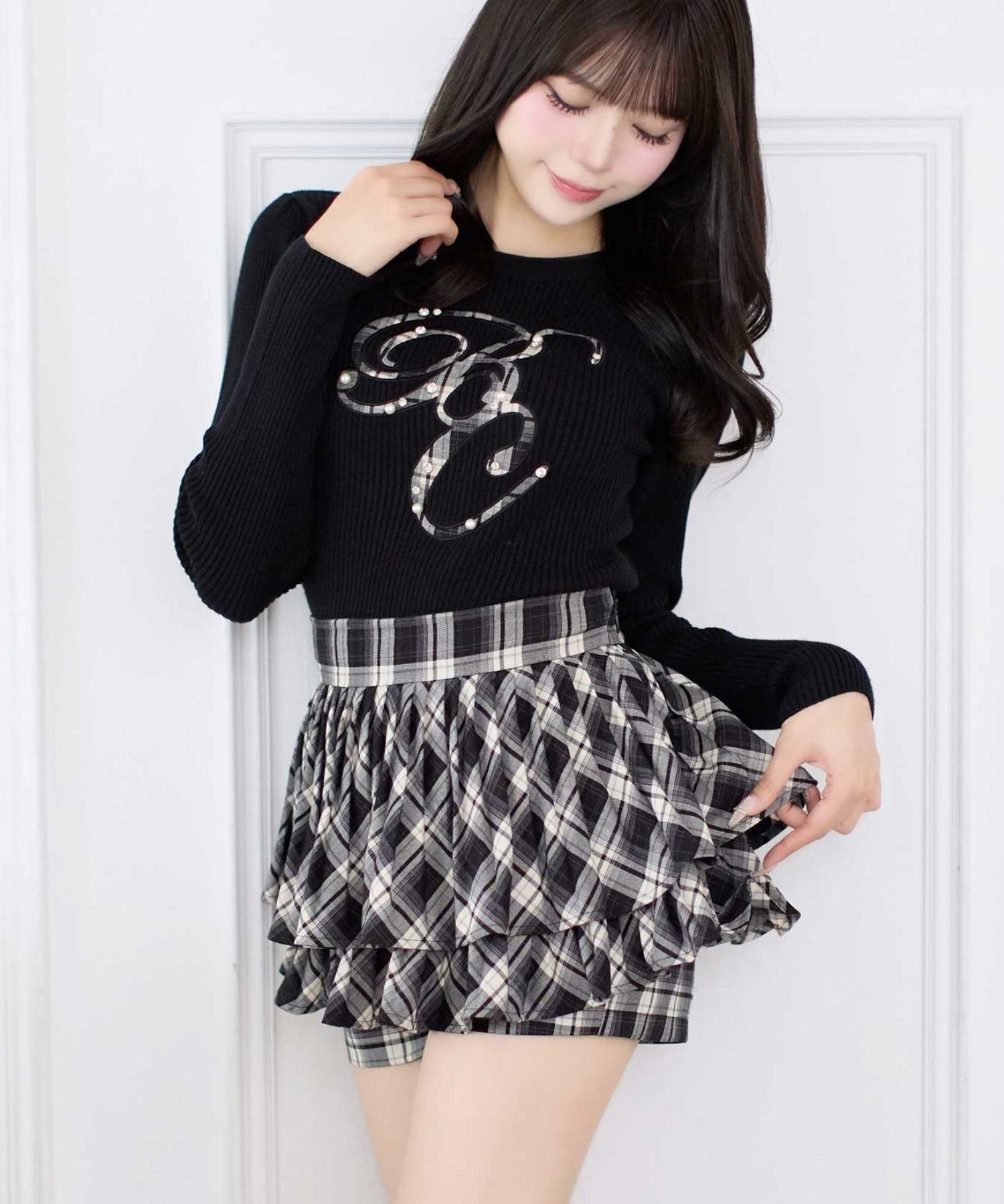 Belle Charme(ベルシャルム) Check Pleats Mini Skirt