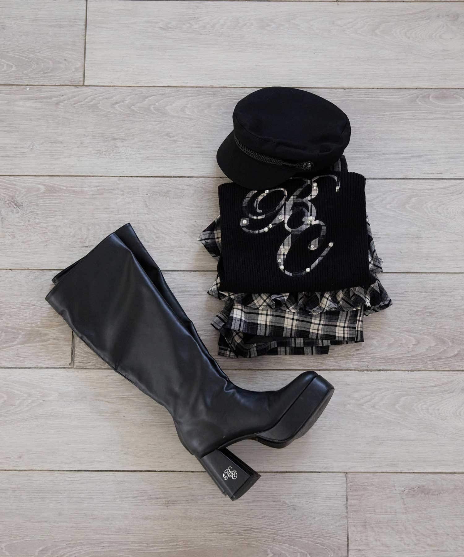 Belle Charme(ベルシャルム) Check Pleats Mini Skirt