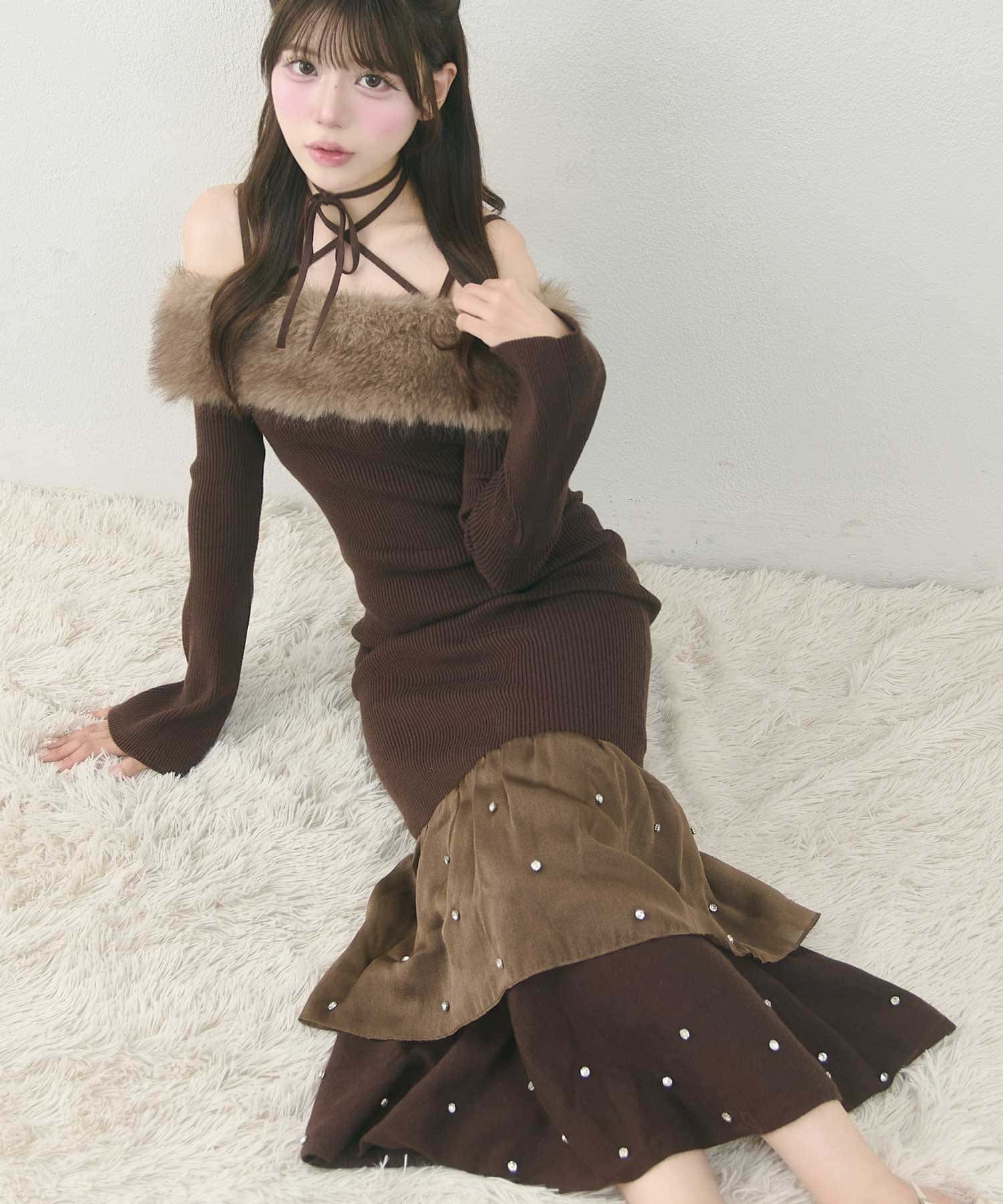 Belle Charme(ベルシャルム) Lady Fur Mermaid Knit Onepiece