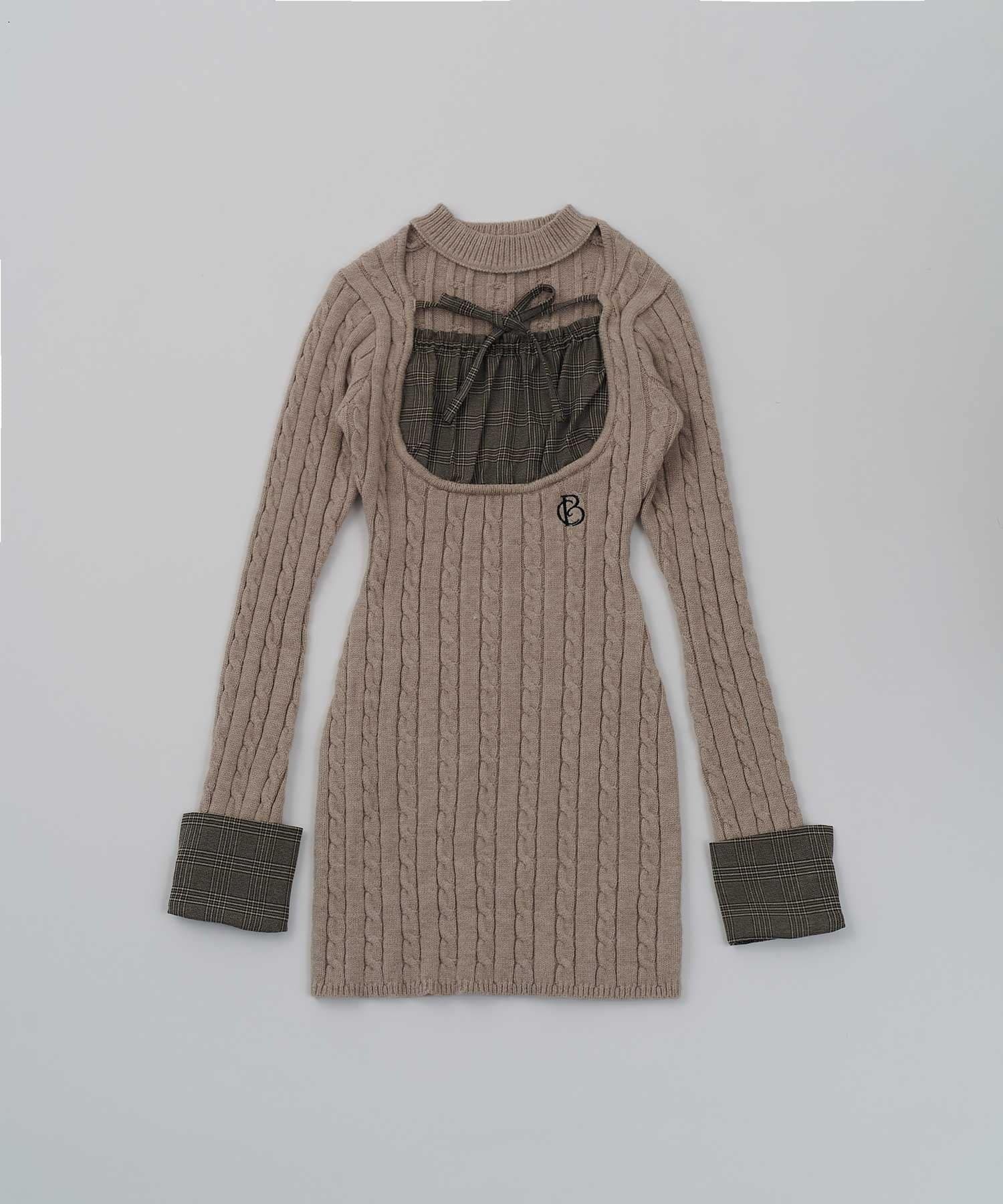 Check Doking Knit Onepiece | Belle Charme(ベルシャルム)レディース