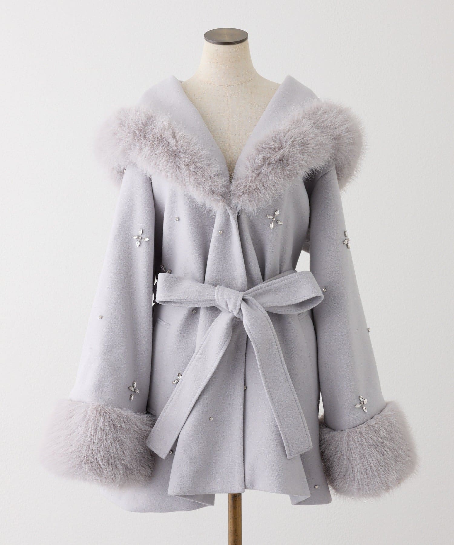 one after another NICE CLAUP(ワンアフターアナザー ナイスクラップ) 【Premium order】ビジューフェイクファーコート
