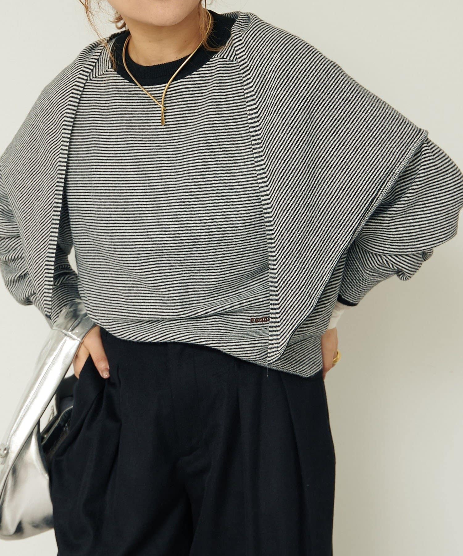 PUAL CE CIN(ピュアルセシン) スカーフ付きニットプルオーバー
