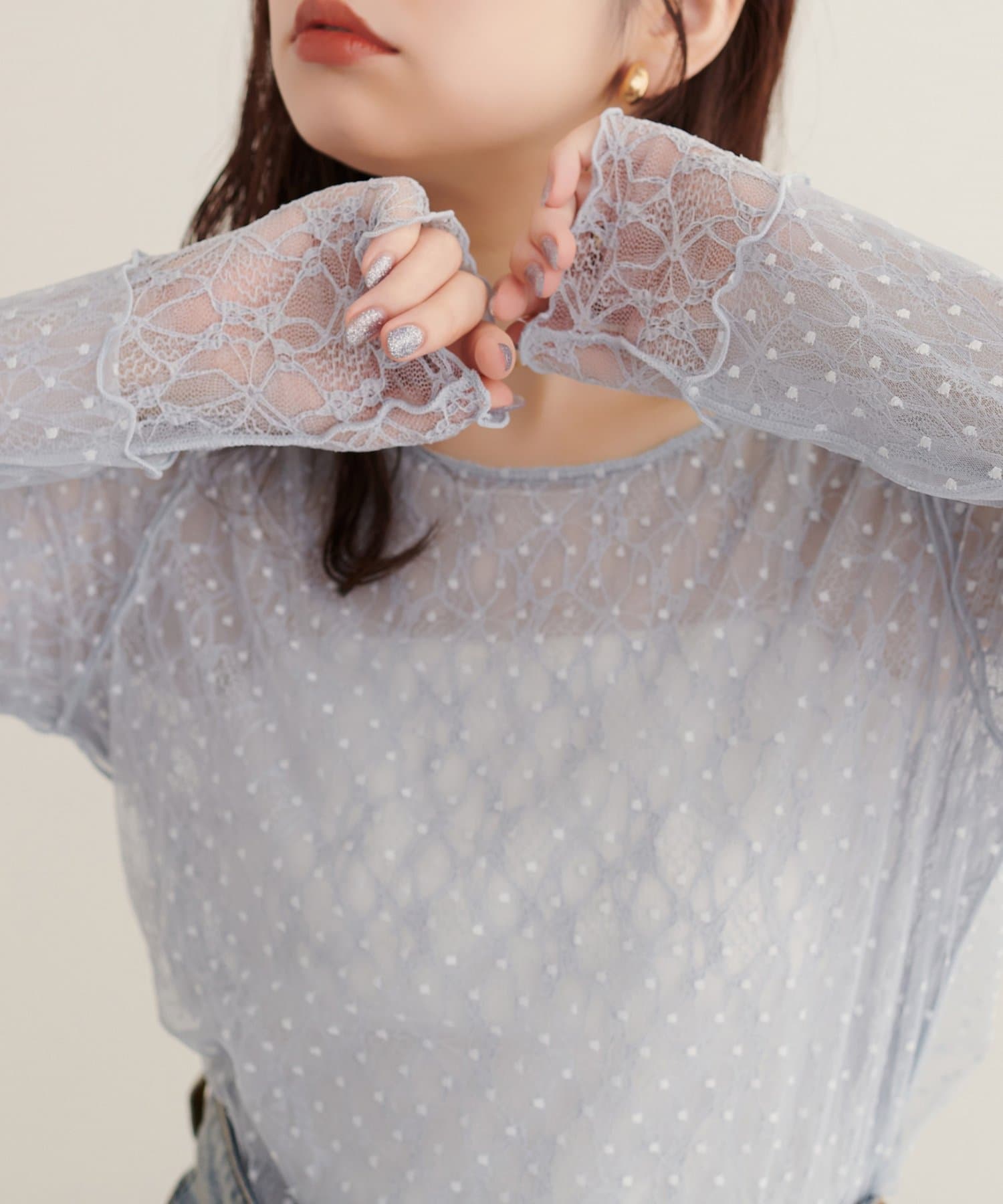 natural couture(ナチュラルクチュール) チュールドットリバーシブルレース