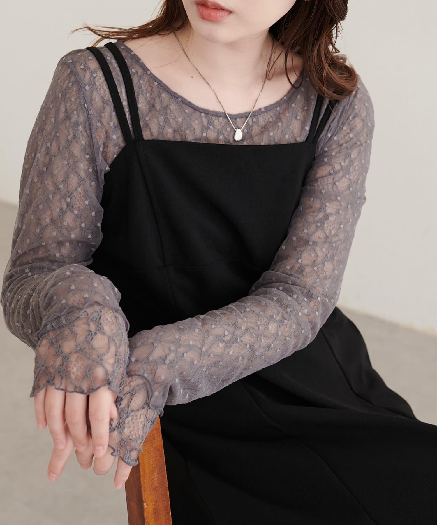 natural couture(ナチュラルクチュール) チュールドットリバーシブルレース