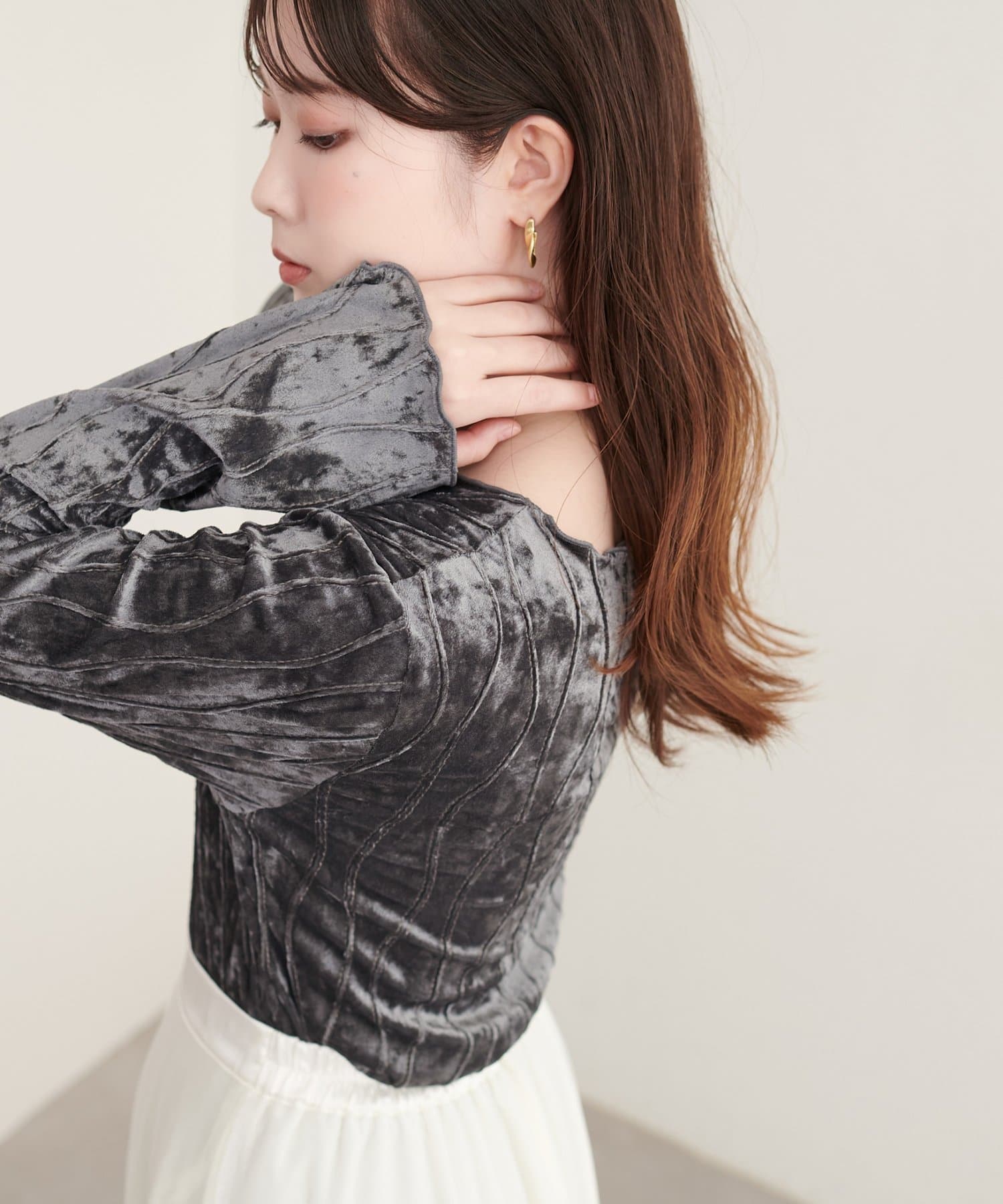 natural couture(ナチュラルクチュール) なみなみベロアプルオーバー