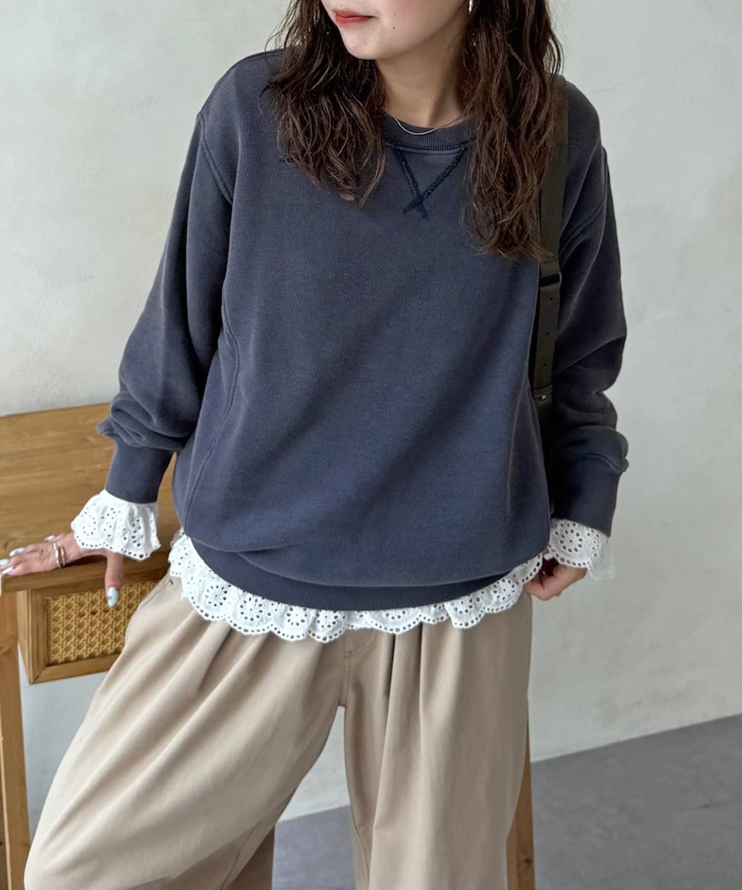 CPCM(シーピーシーエム) トンプキン編みクルーネックスウェット