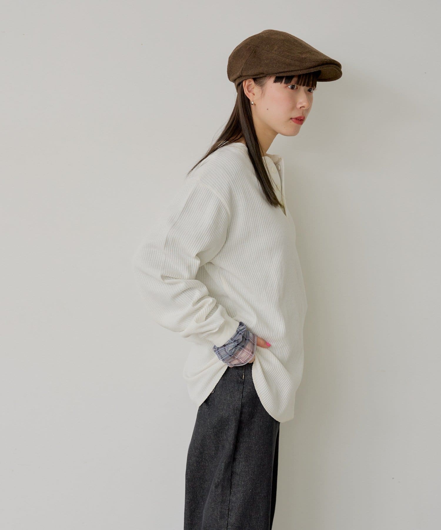 Kastane】【WHIMSIC】サーマル ヘンリーネックTシャツ | OUTLET
