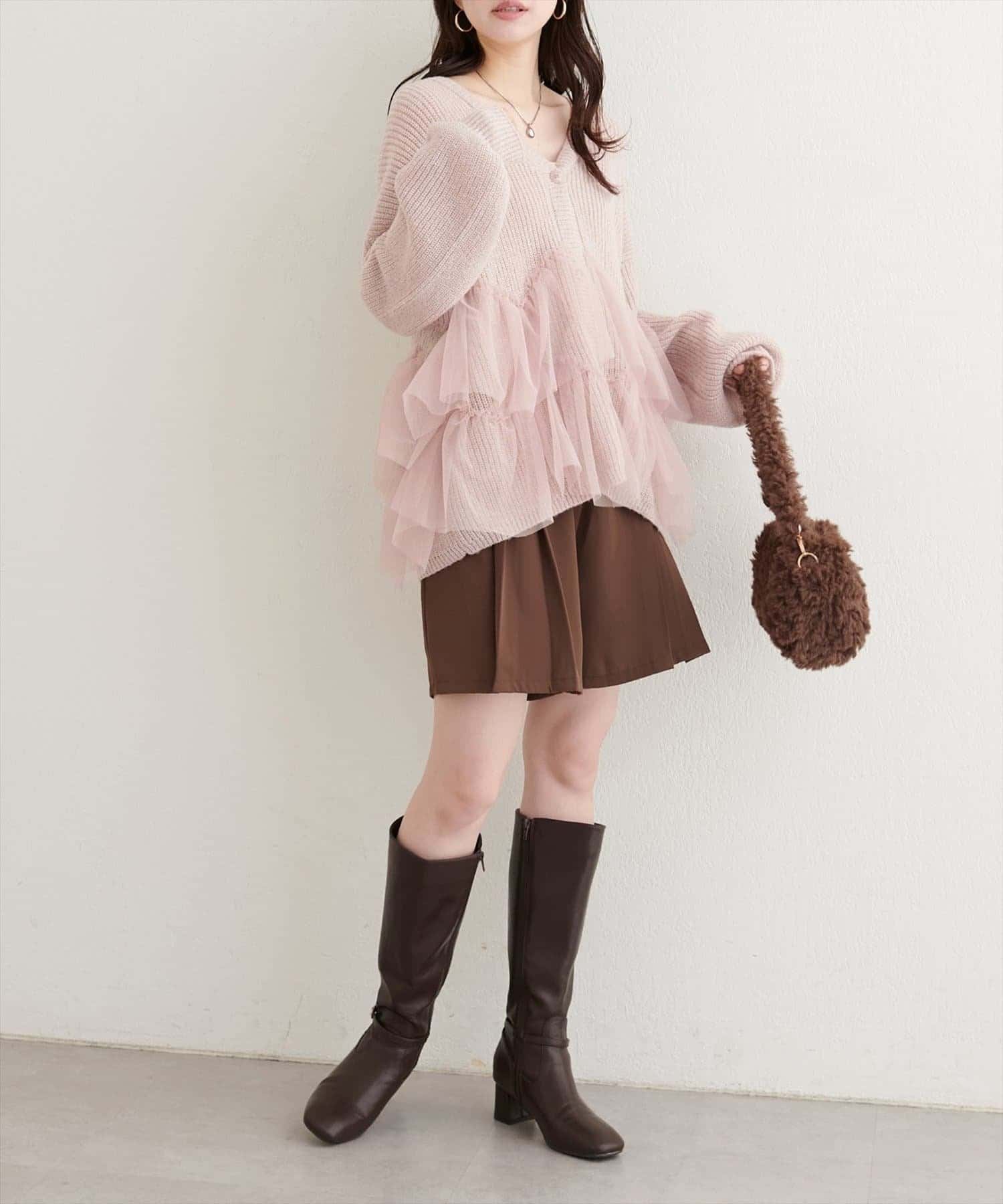natural couture(ナチュラルクチュール) チュール重ねカーディガン