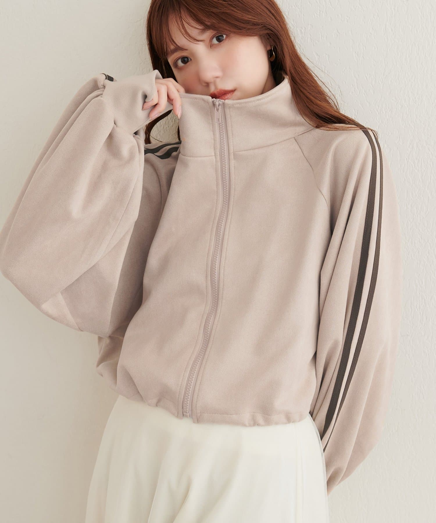 natural couture(ナチュラルクチュール) 袖ラインスタンドショートブルゾン