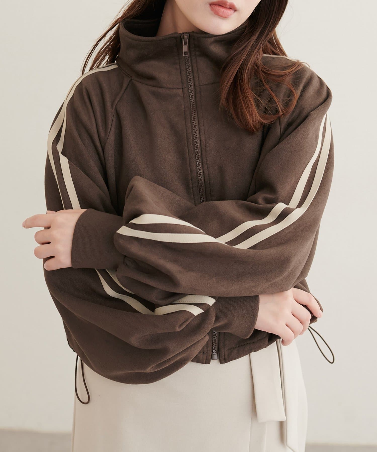 natural couture(ナチュラルクチュール) 袖ラインスタンドショートブルゾン