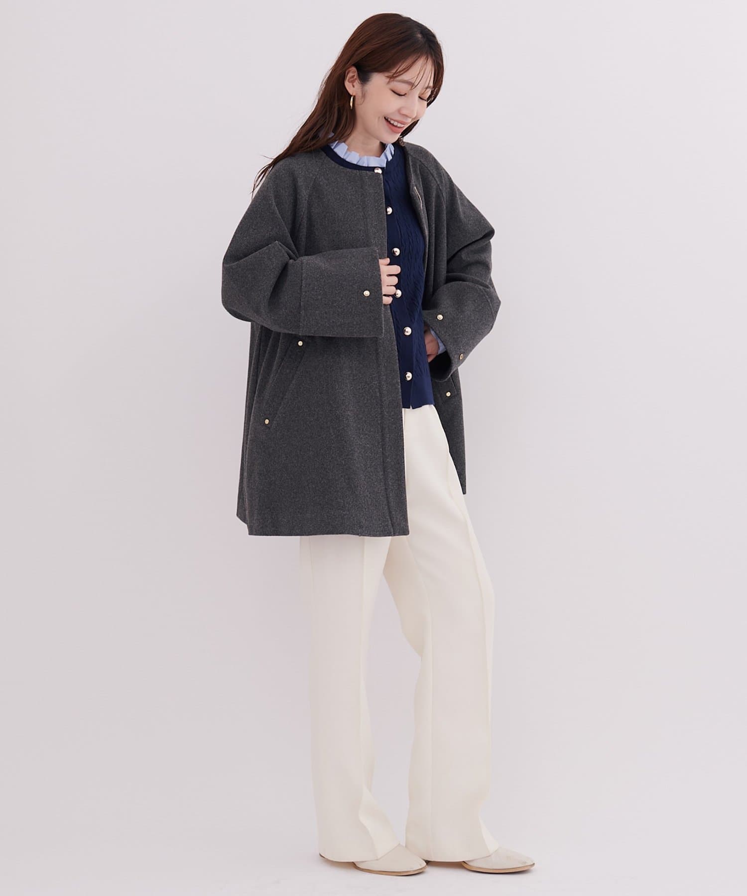 natural couture(ナチュラルクチュール) 〈osono〉2WAYノーカラーコート