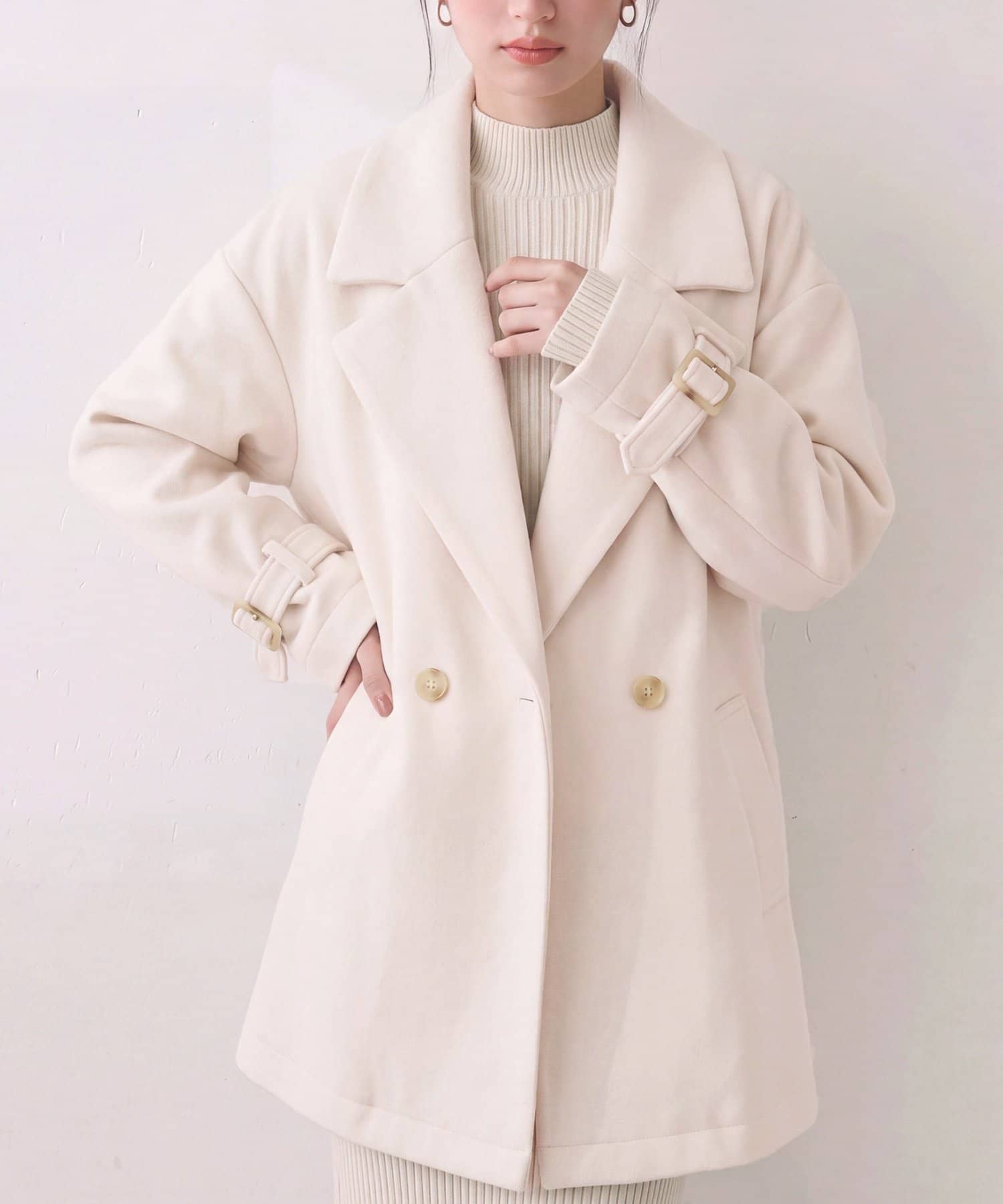 natural couture(ナチュラルクチュール) ベルト付きミドル丈コート