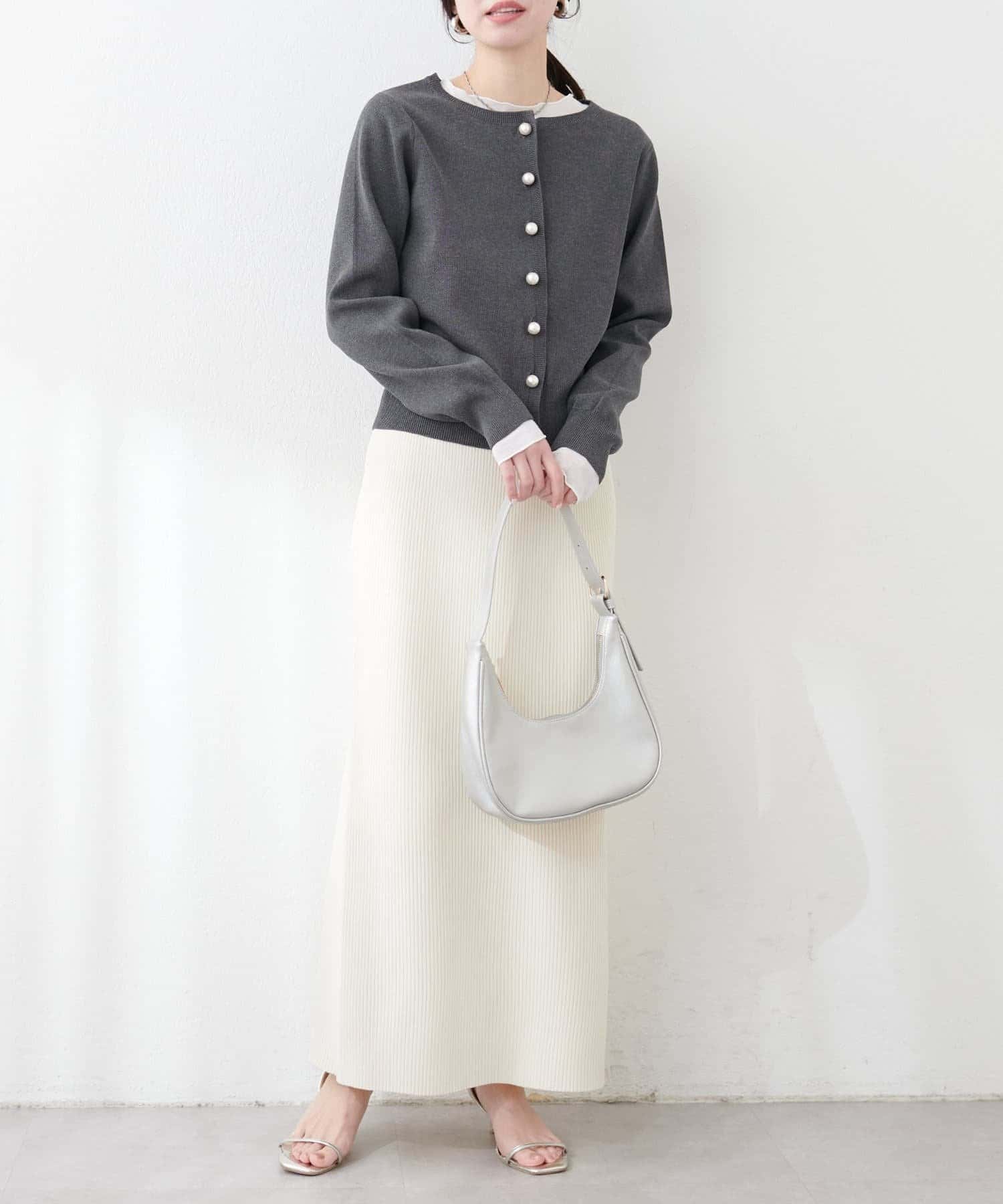 natural couture(ナチュラルクチュール) パール釦総針カーデ