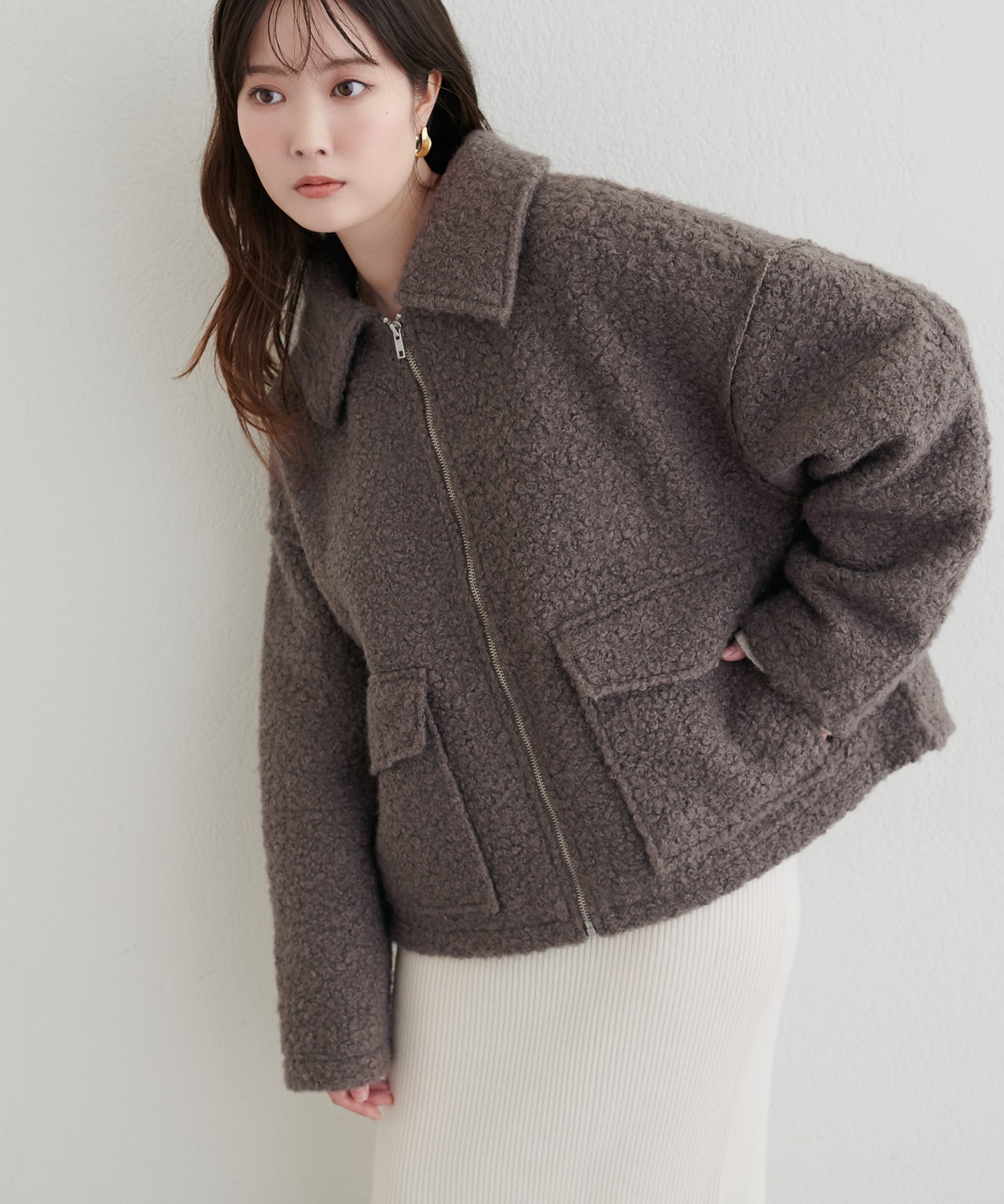 natural couture(ナチュラルクチュール) WポケットZIPブルゾン