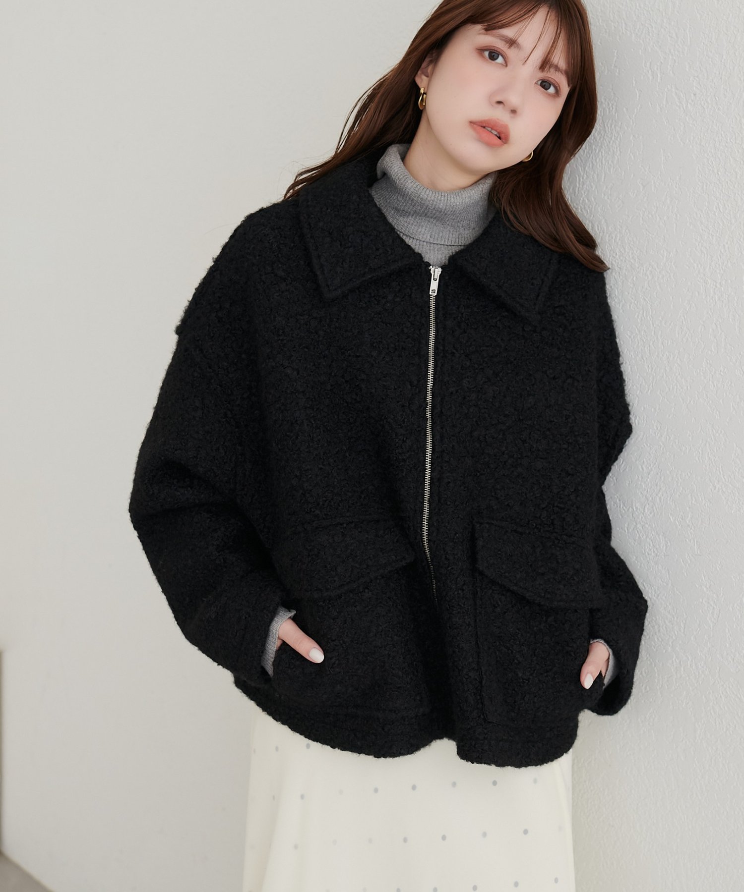 natural couture(ナチュラルクチュール) WポケットZIPブルゾン