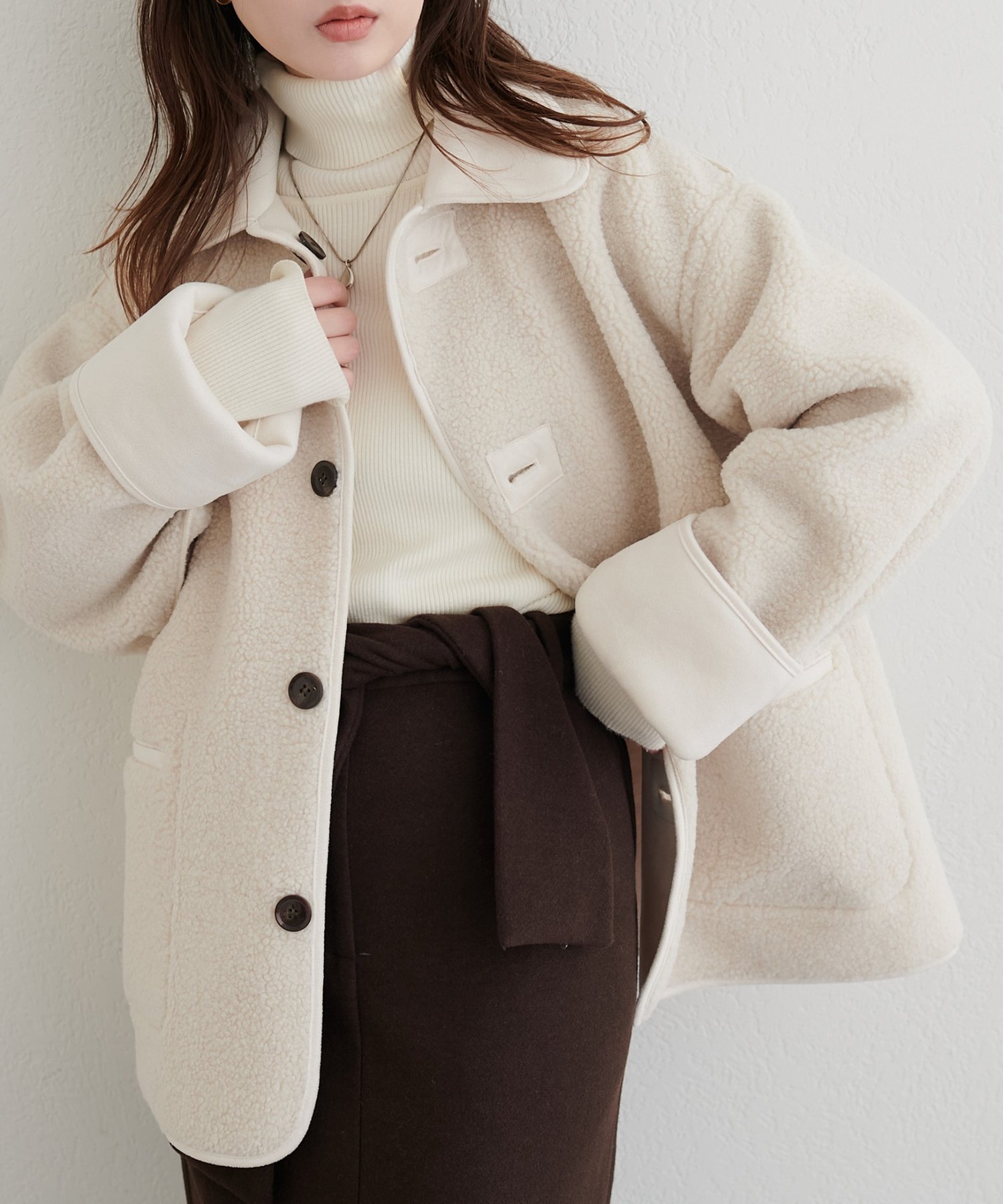 natural couture(ナチュラルクチュール) スエード×ボアムートンリバーシブルジャケット